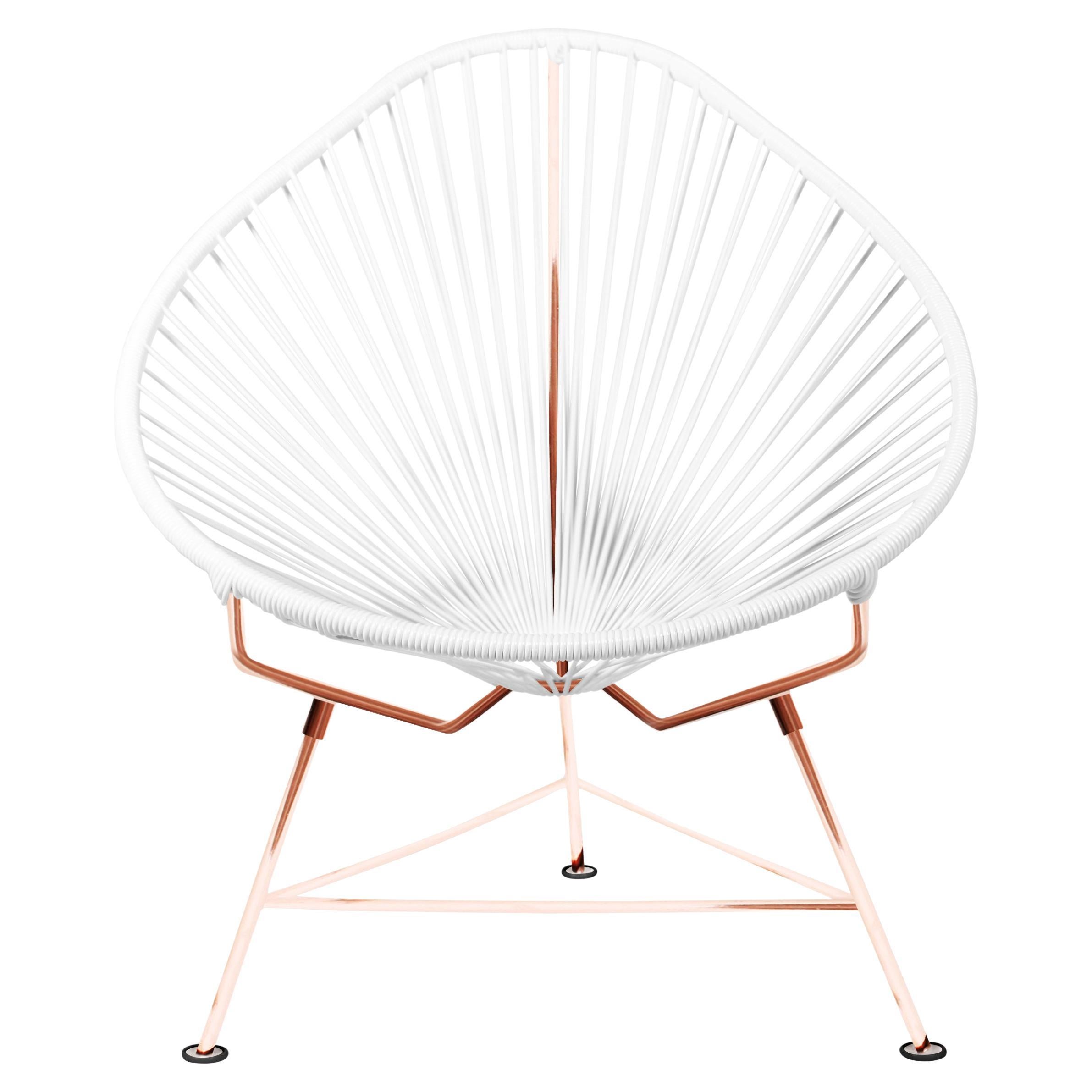 Innit Designs Acapulco Chair White Weave on Copper Frame For Sale