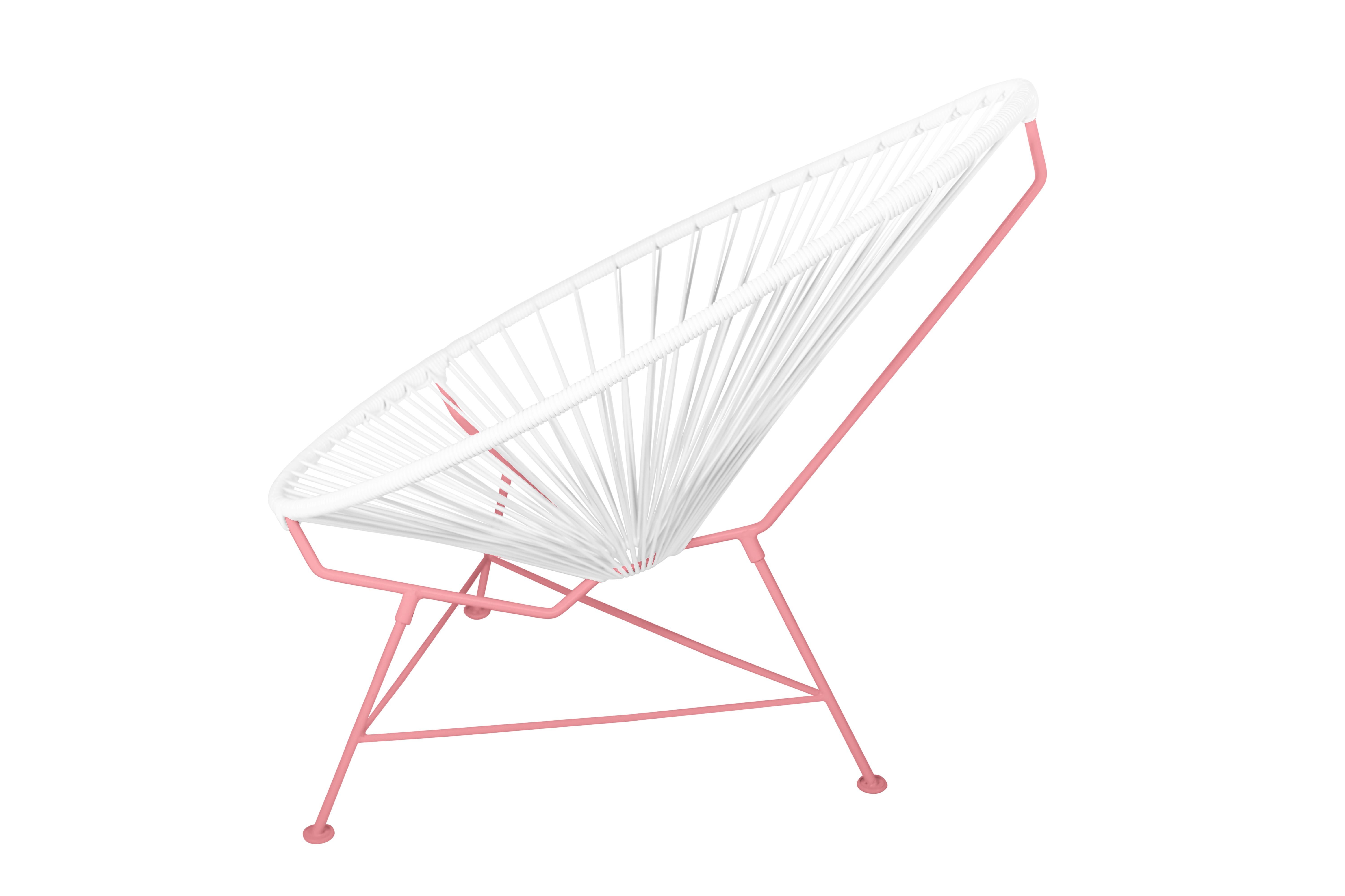 Modern Innit Designs Acapulco Chair White Weave on Coral Frame For Sale