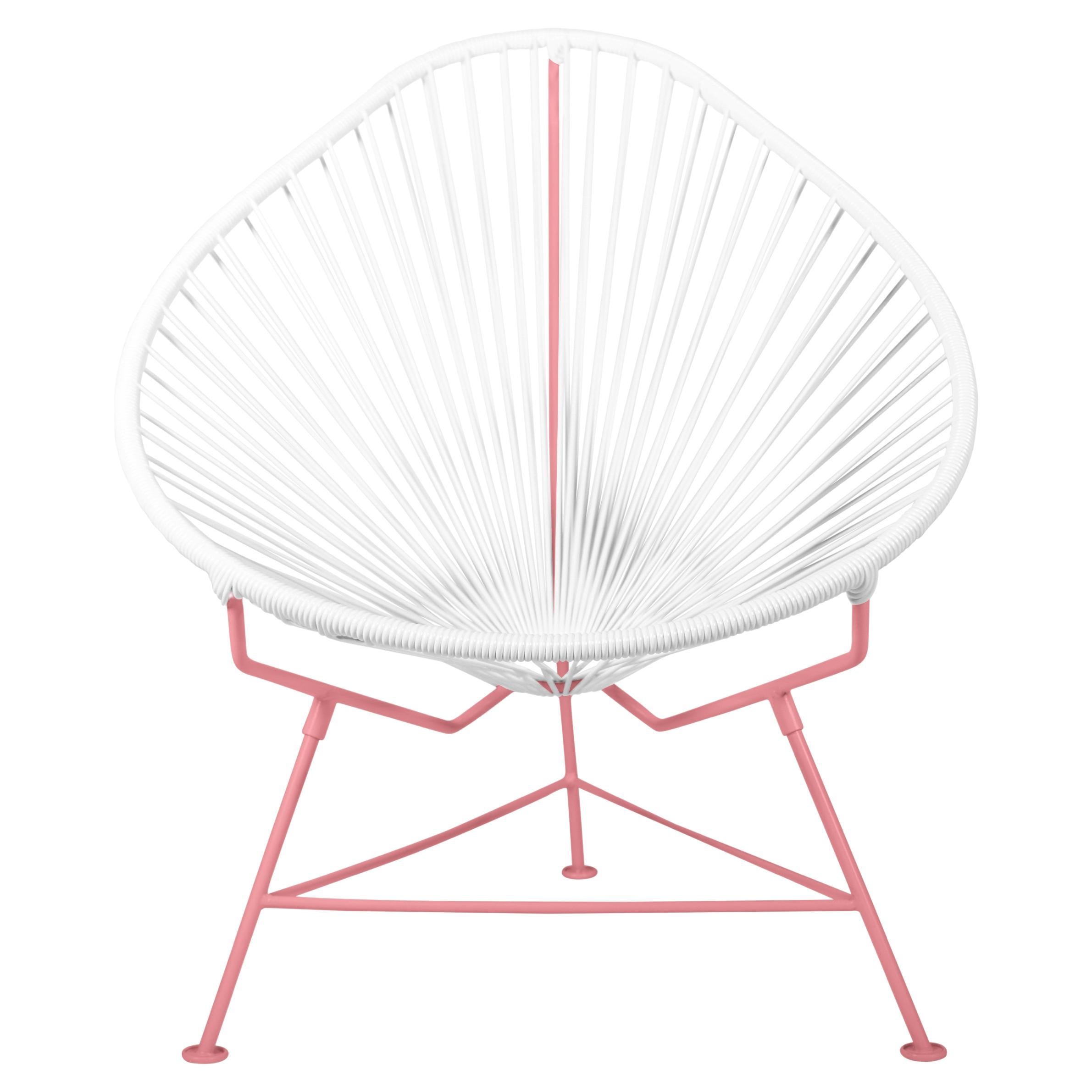 Innit Designs Acapulco Chair White Weave on Coral Frame For Sale