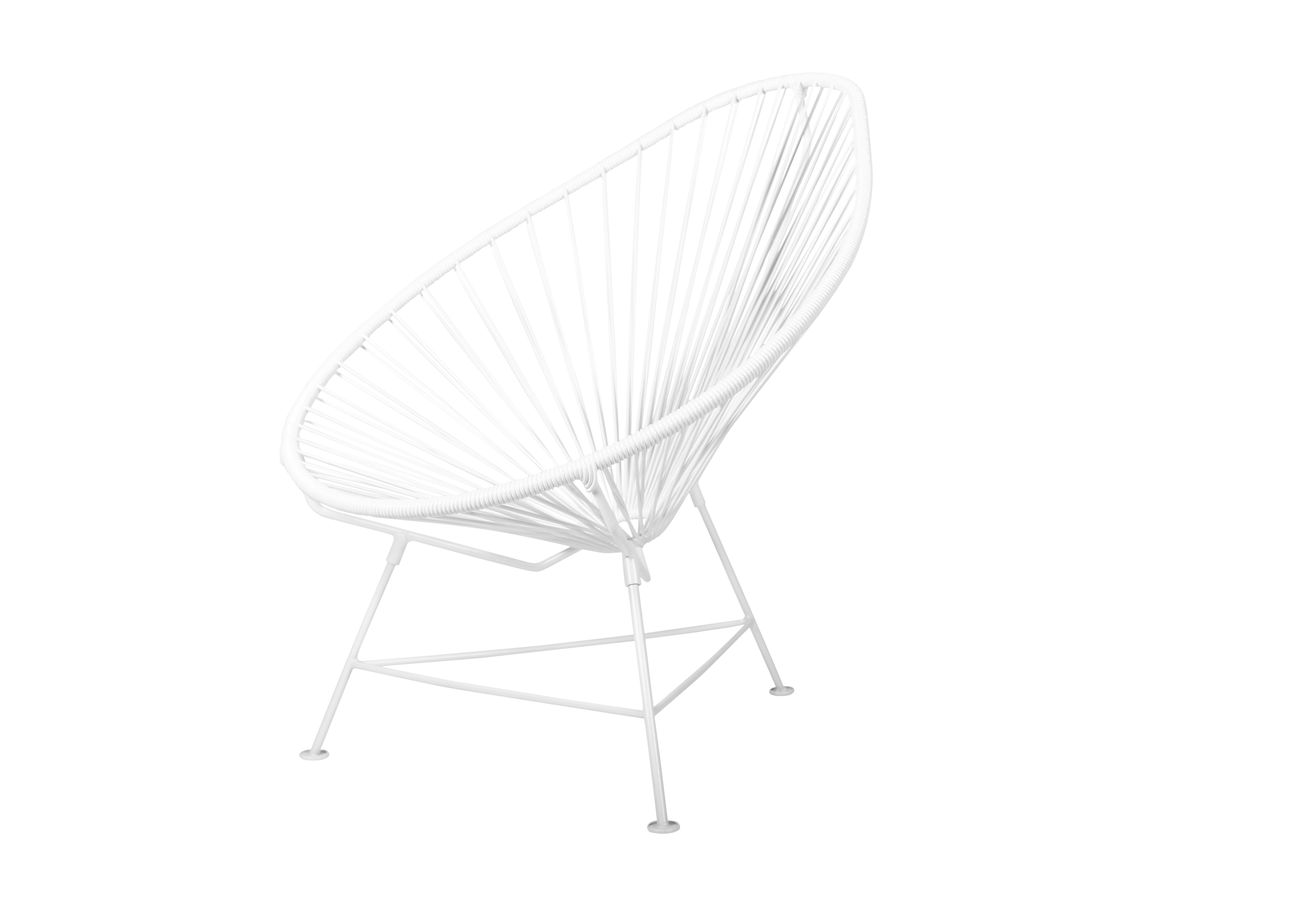 Canadian Innit Designs Acapulco Chair White Weave on White Frame For Sale