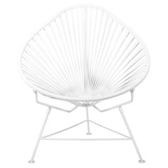 Innit Designs chaise Acapulco tissée en blanc sur cadre blanc