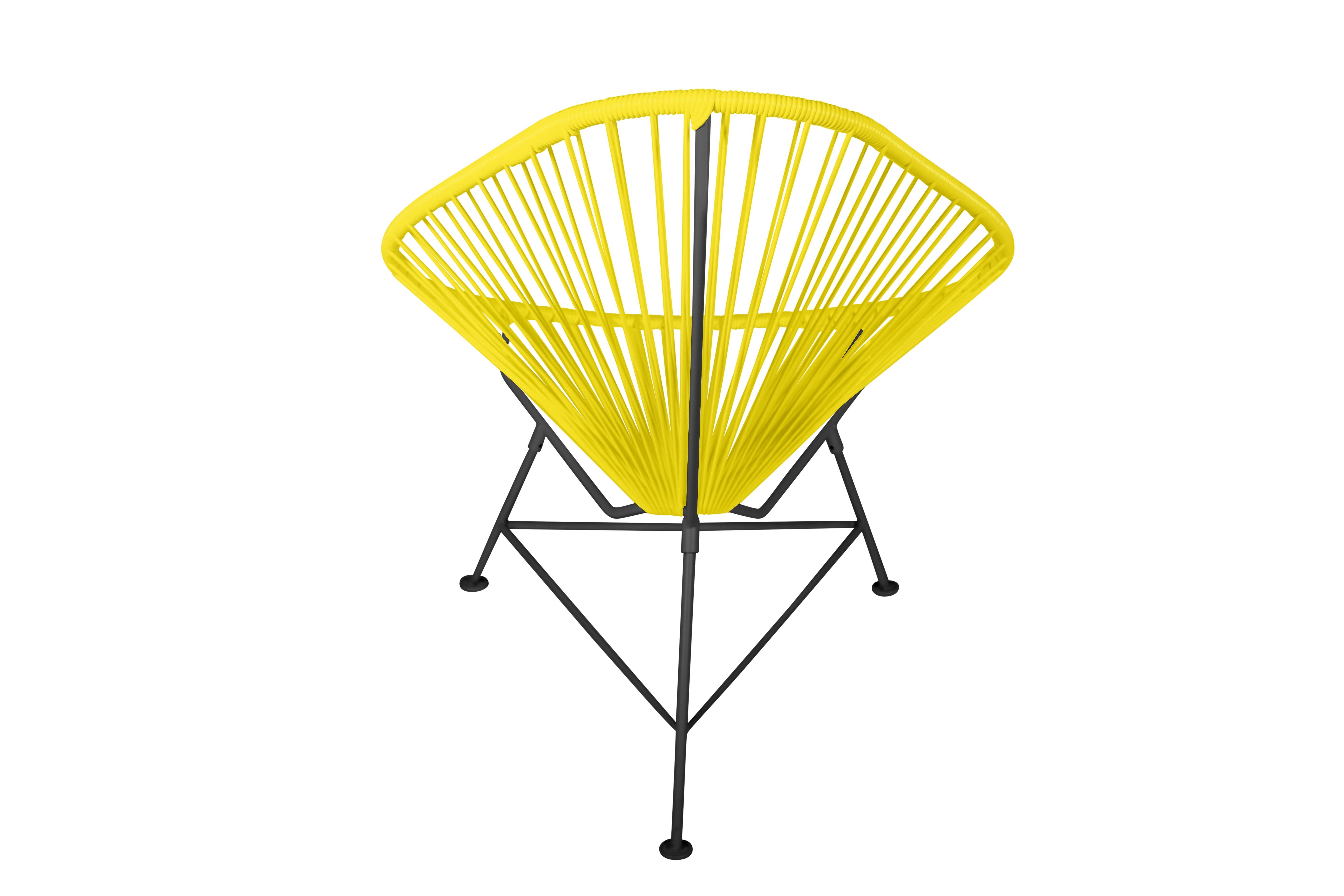 Modern Innit Designs Acapulco Chair Yellow Weave on Black Frame For Sale