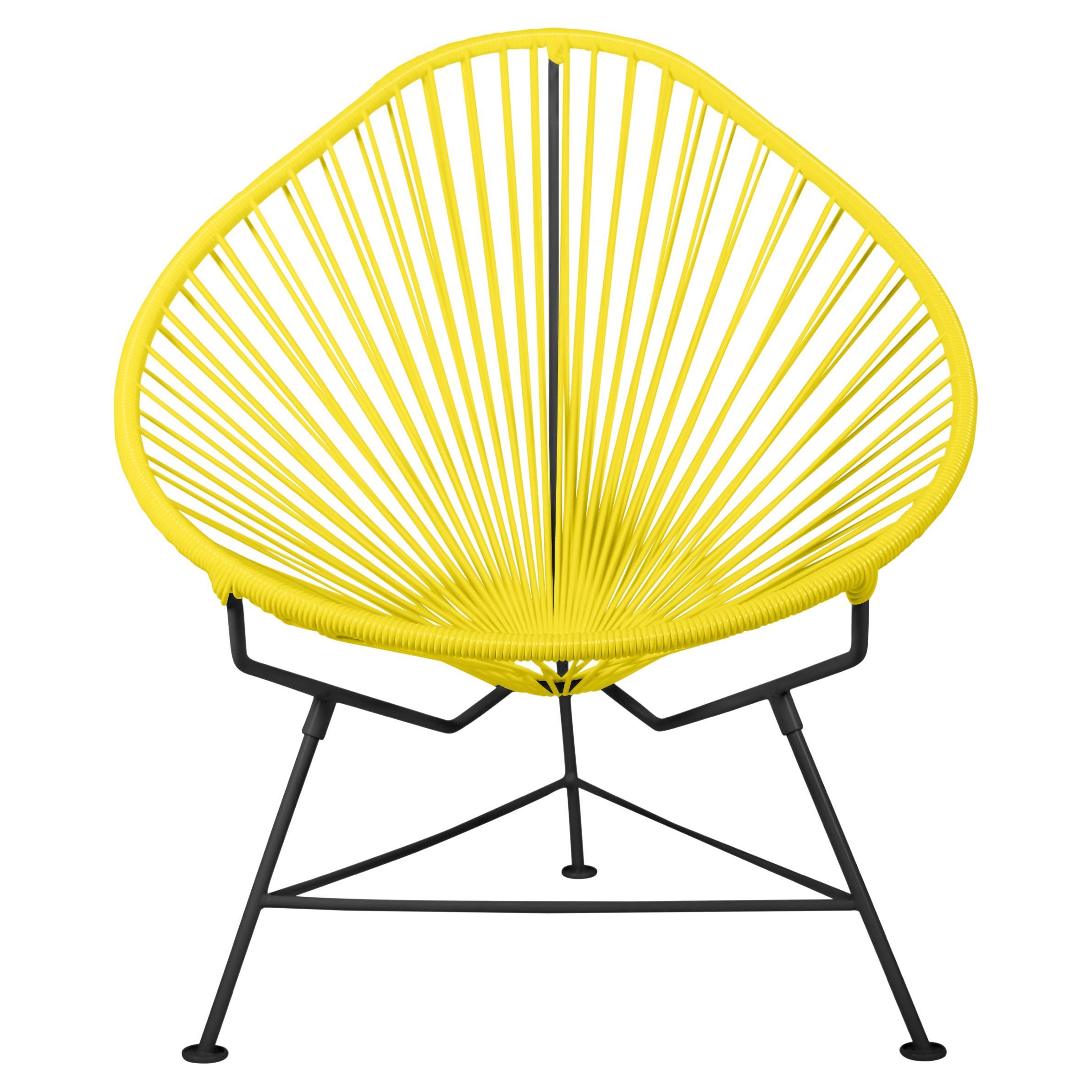 Innit Designs Acapulco Chair Yellow Weave on Black Frame For Sale
