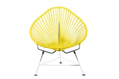 Innit Designs Chaise Acapulco Tissage jaune sur structure chromée