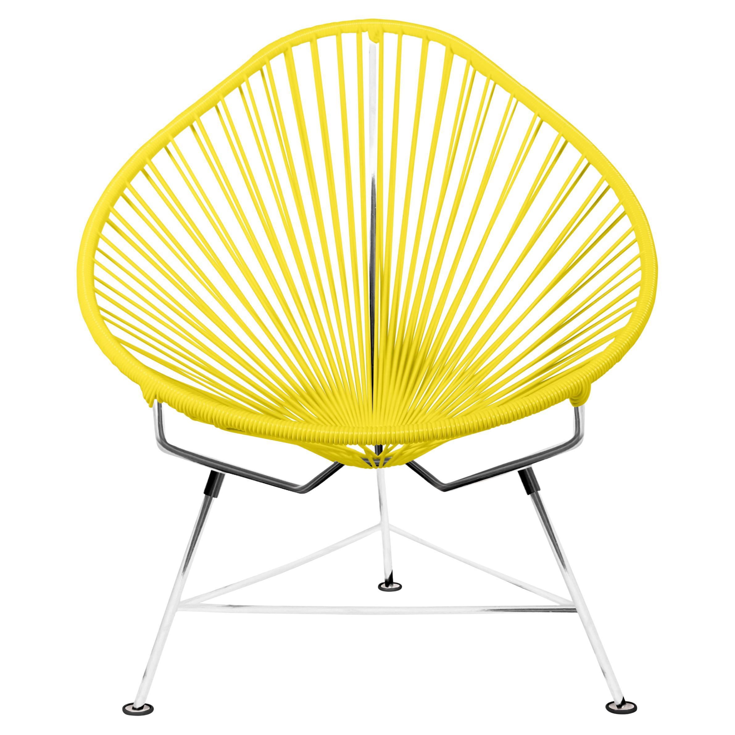 Innit Designs chaise Acapulco tissée en jaune sur cadre chromé