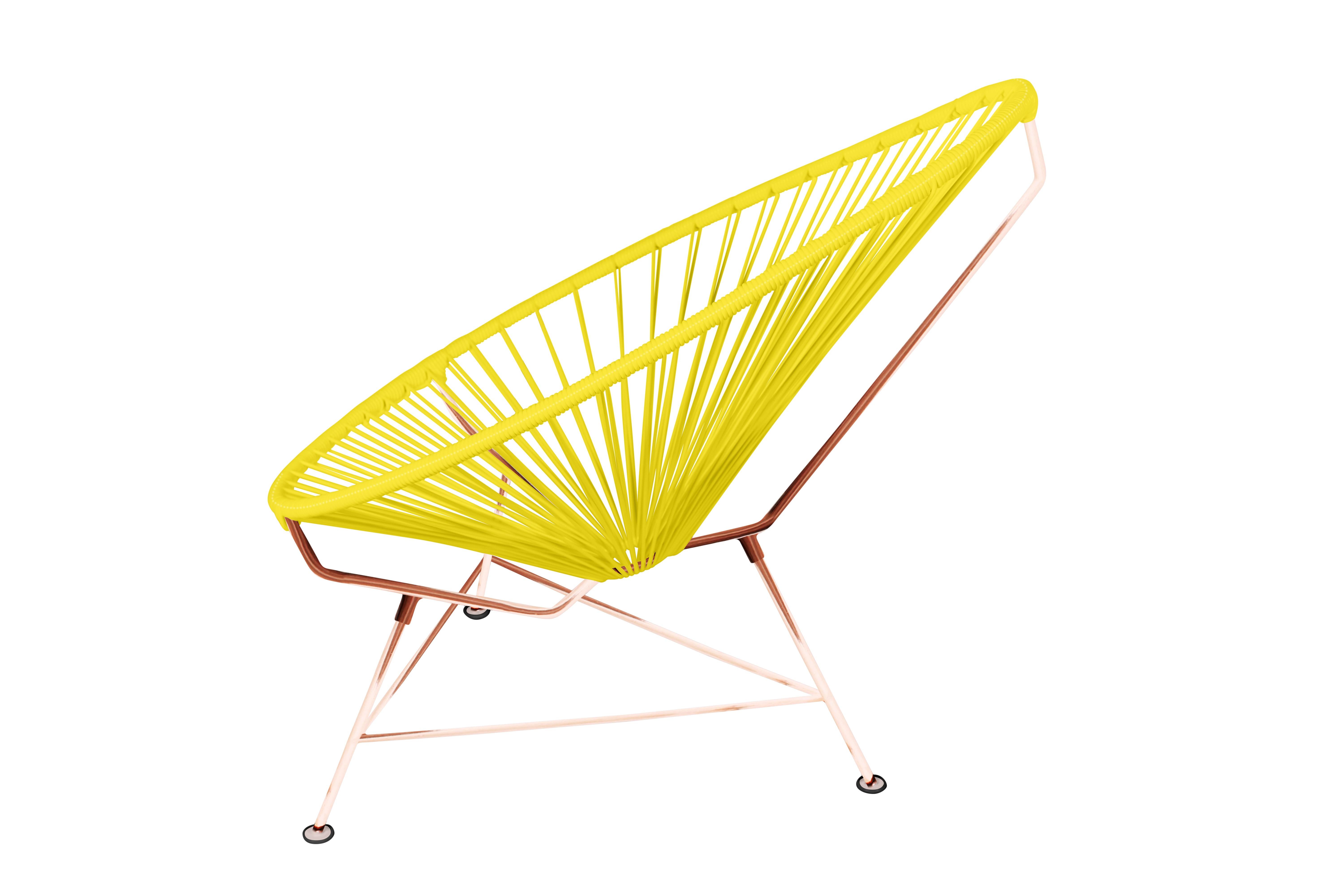 Modern Innit Designs Acapulco Chair Yellow Weave on Copper Frame For Sale