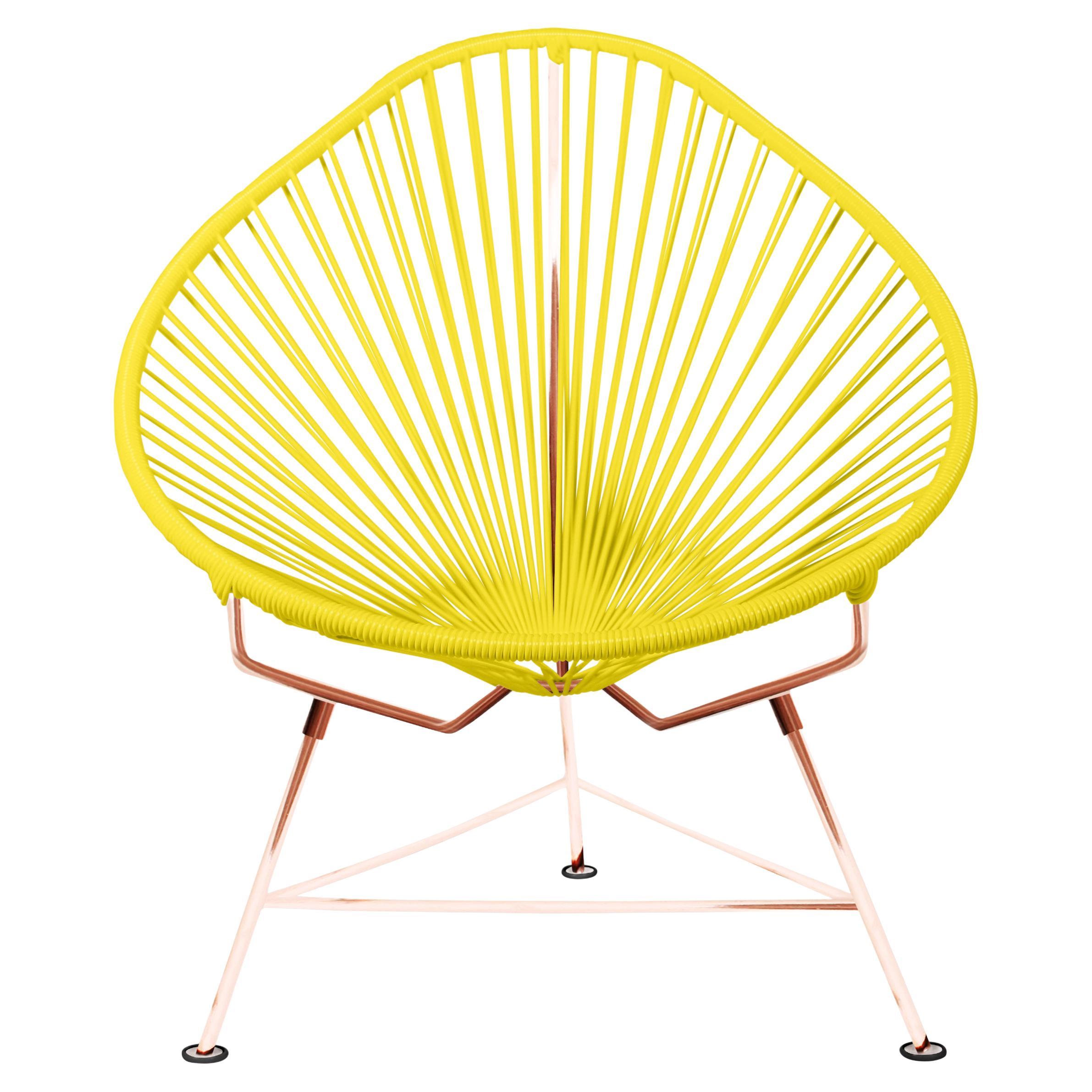 Innit Designs Acapulco Chair Yellow Weave on Copper Frame For Sale