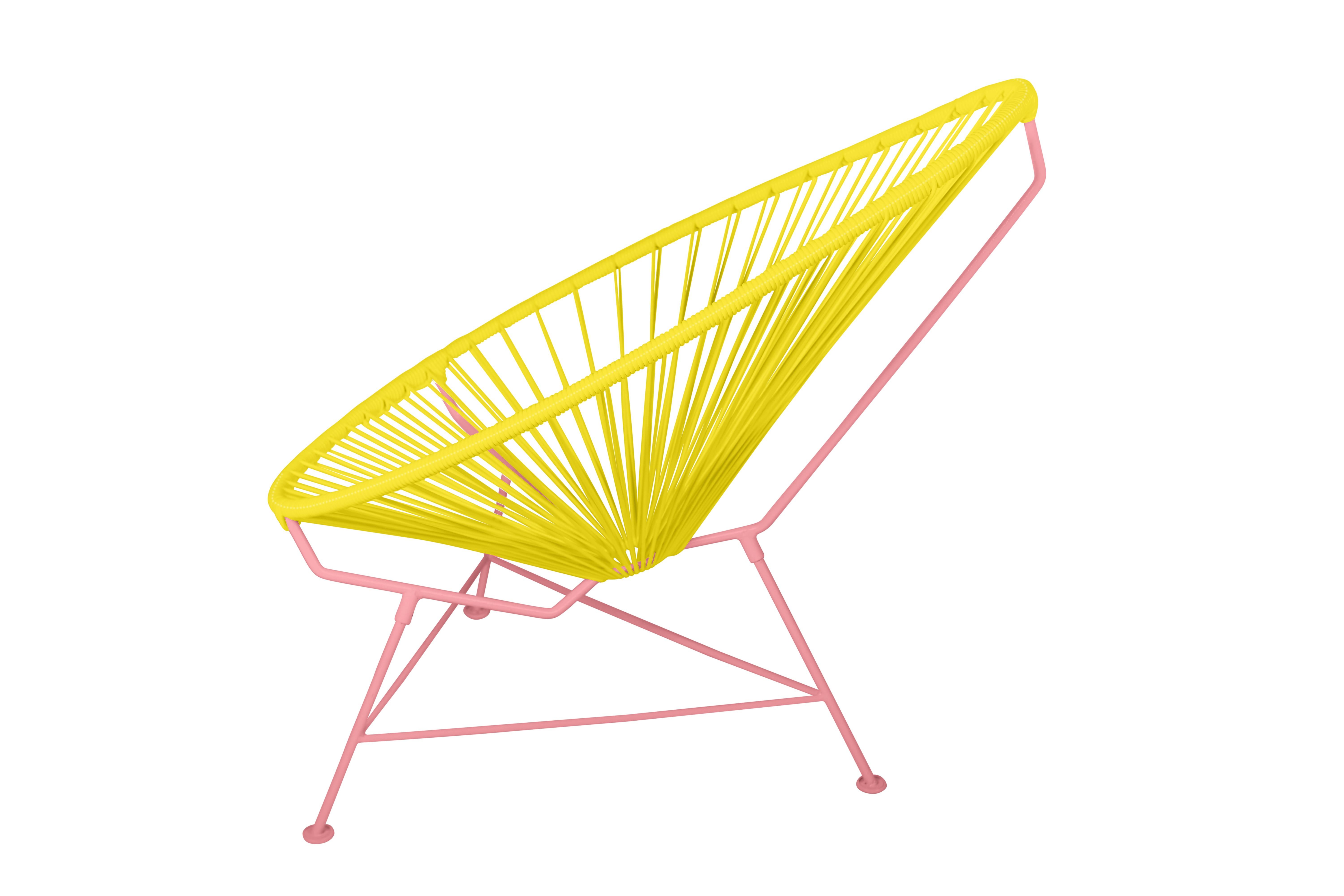 Modern Innit Designs Acapulco Chair Yellow Weave on Coral Frame For Sale