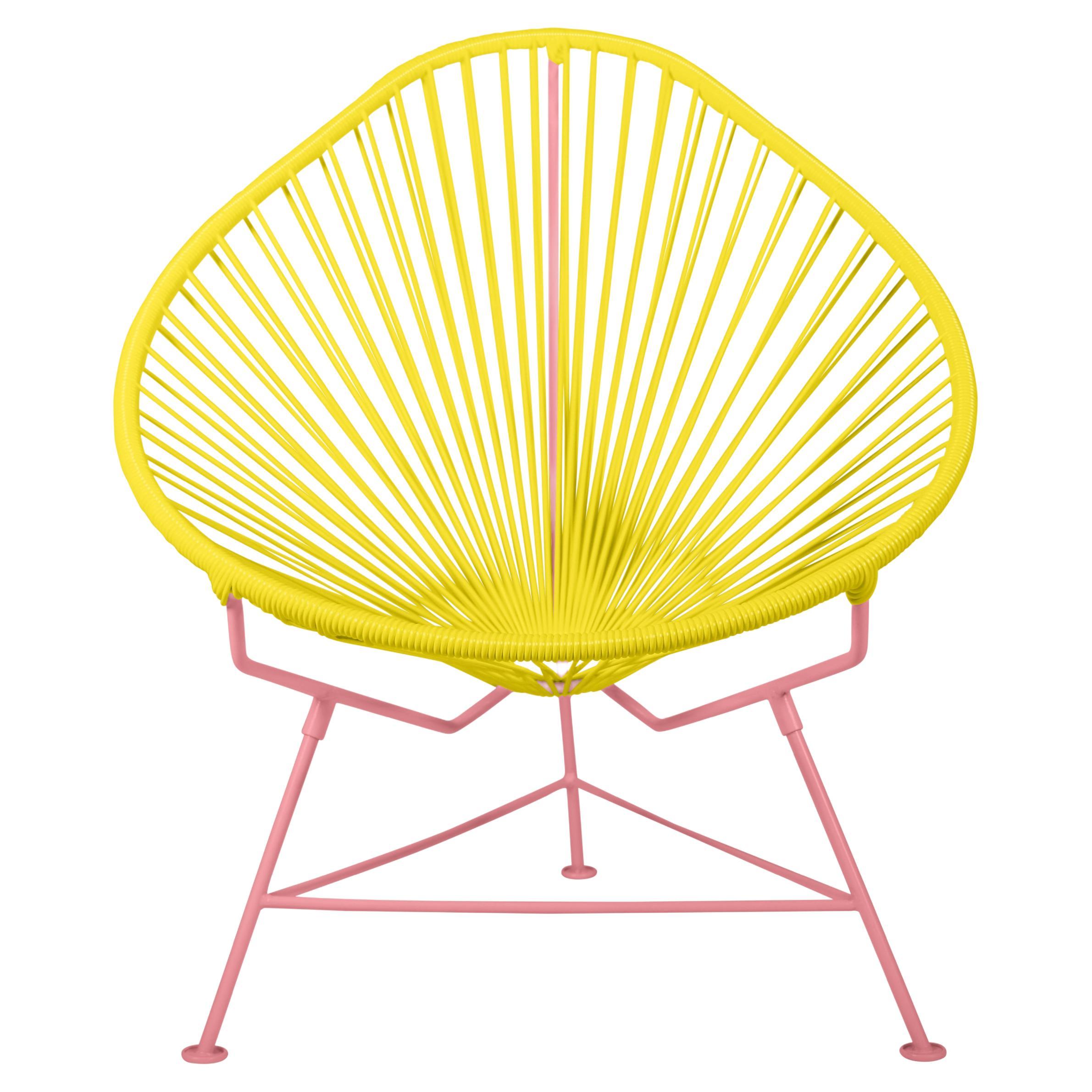 Innit Designs Acapulco Chair Yellow Weave on Coral Frame For Sale