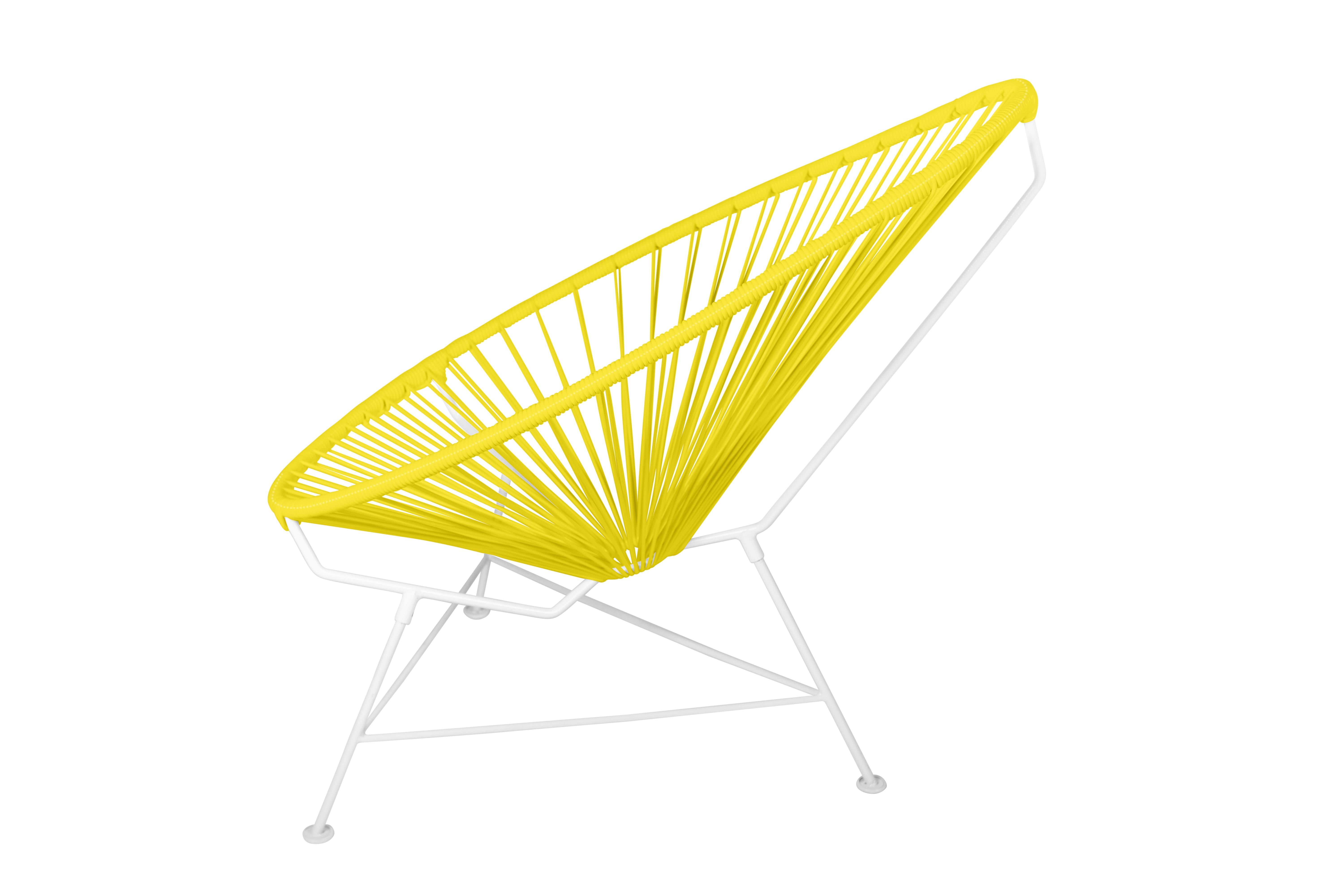 Modern Innit Designs Acapulco Chair Yellow Weave on White Frame For Sale
