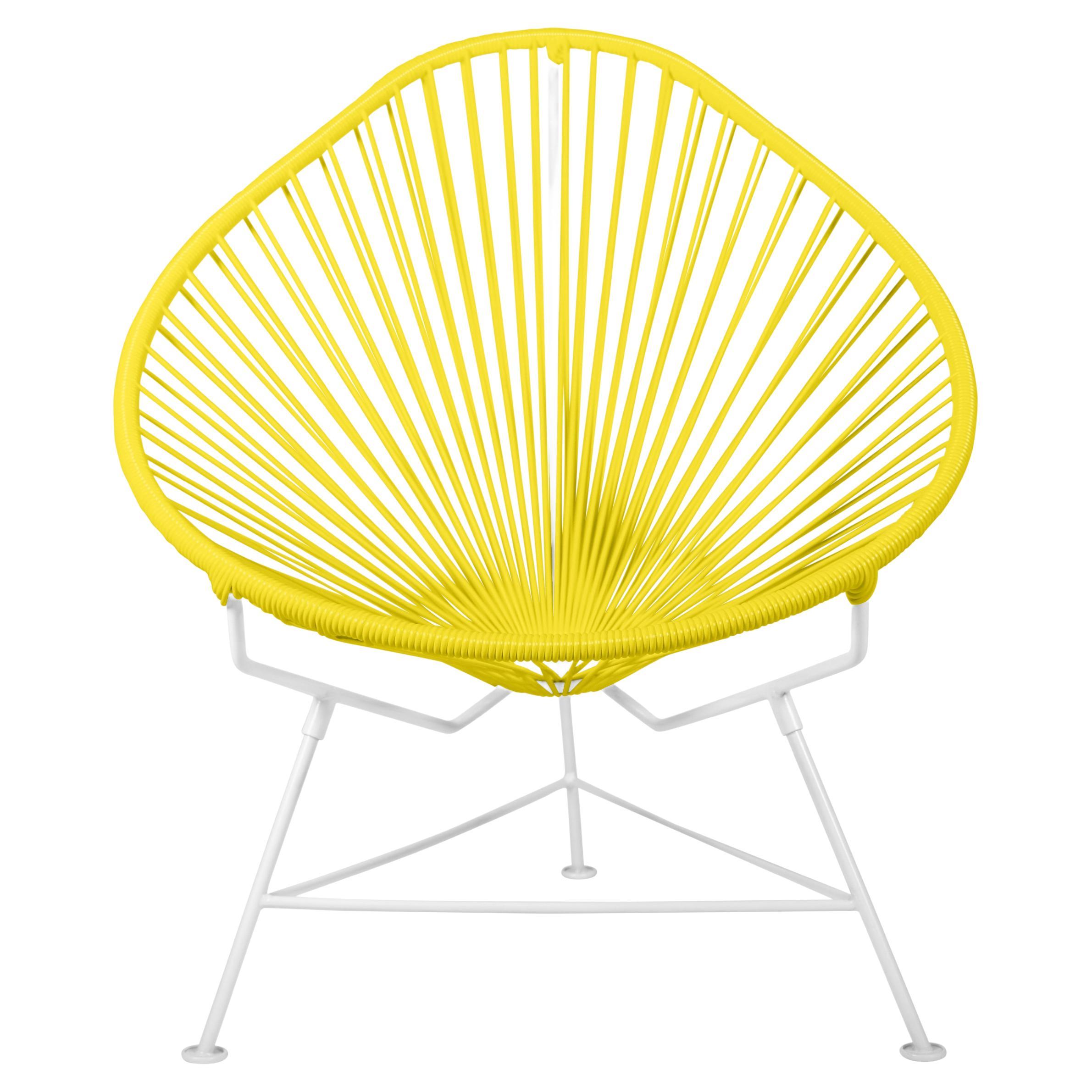 Innit Designs Acapulco Chair Yellow Weave on White Frame For Sale