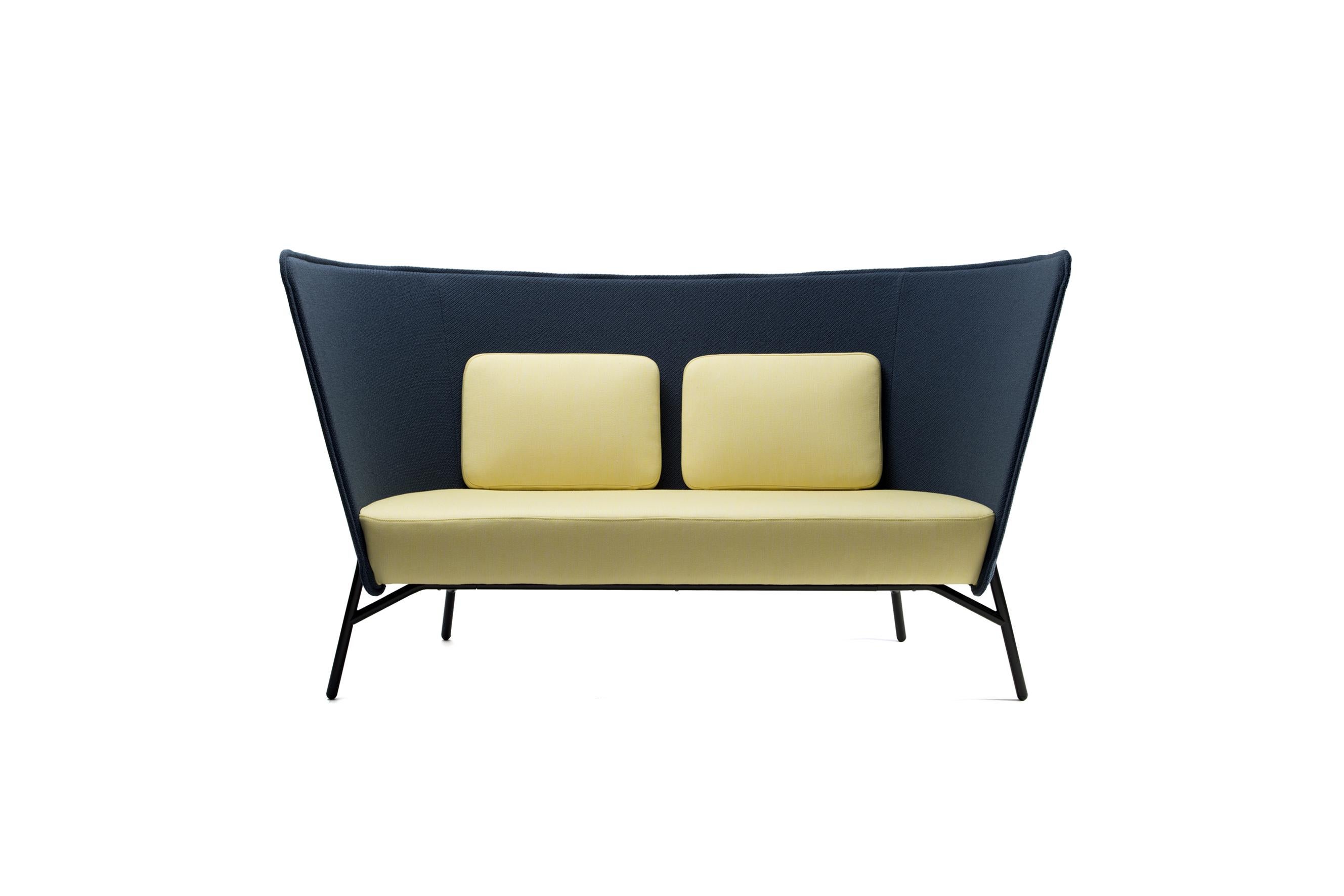 Fabric Inno Black and Yellow Aura L High Back Sofa Designed by Mikko Laakkonen For Sale