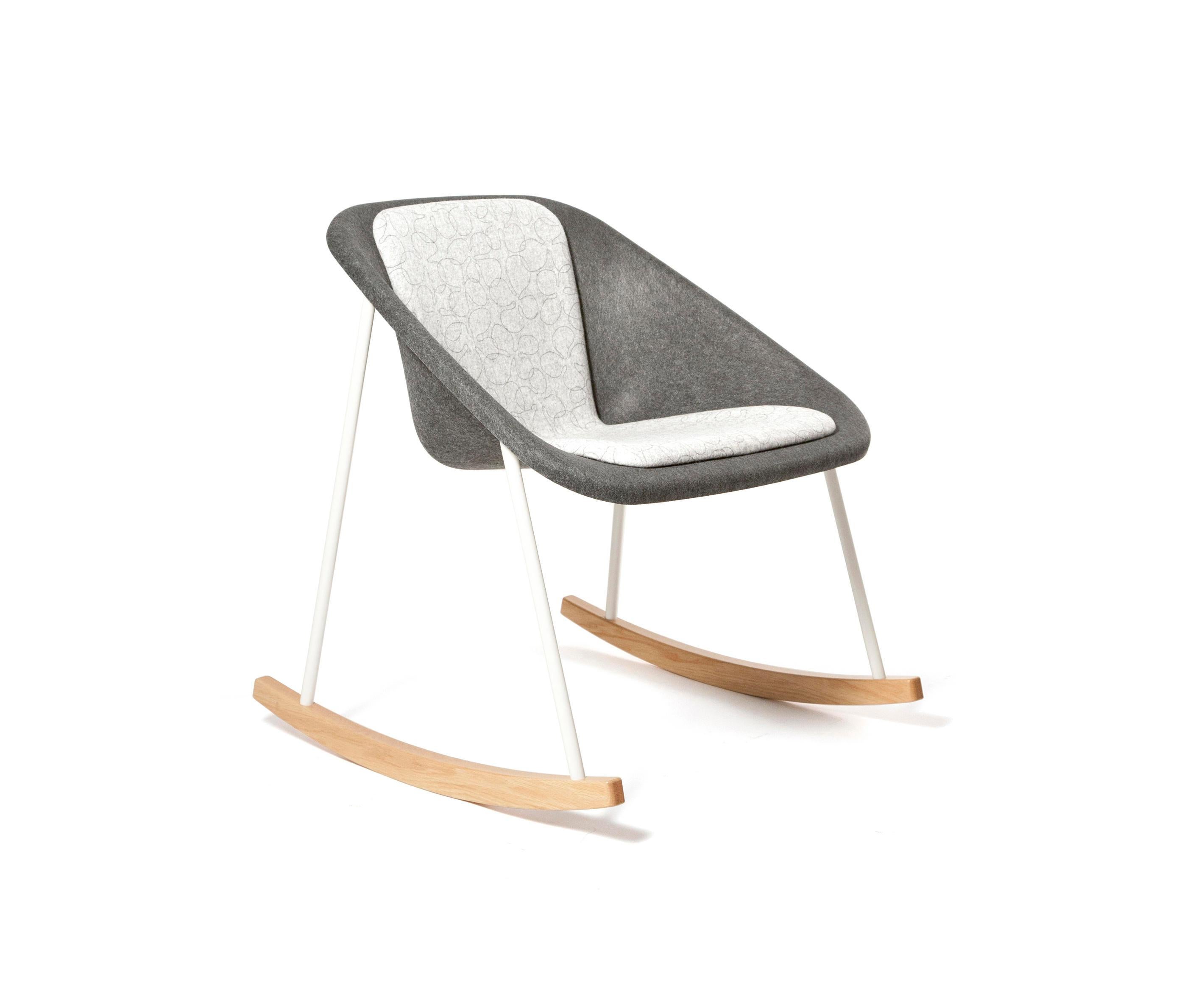 Kola Rocking Chair combines the ingenious felt seat with strong steel frame and wooden rockers. This combination of materials allows the chair to offer superb comfort, light weight and durability to lobbies, lounges and waiting areas.

Kola is a