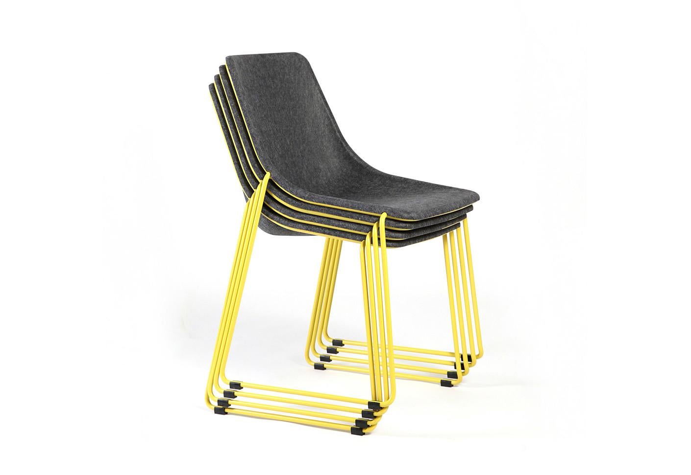 Kola Stack RA is a stacking chair that combines the ingenious Kola felt seat with strong but light weight steel leg frame construction. This combination of materials allows the chair to offer superb comfort, light weight and durability to meeting