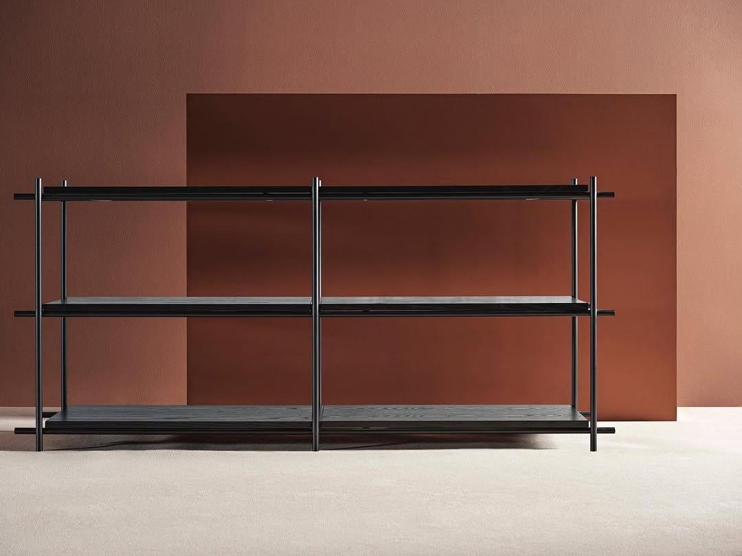 Innocent Bookshelf Four Modules in Black Iron Frame and Black Oak by Mingardo in vendita 4