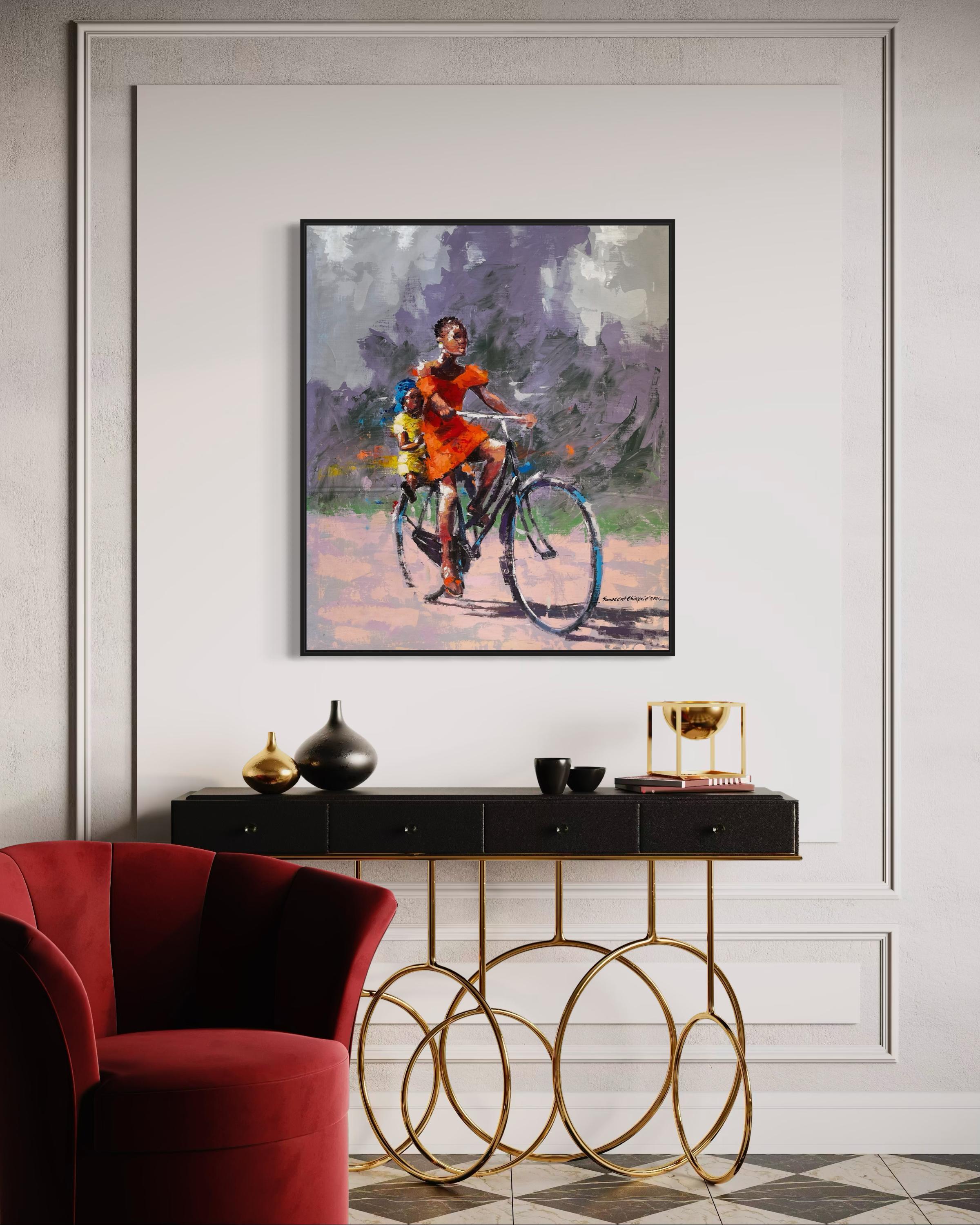 „Big Sister“ von Innocent Chikezie - Modernes lebhaftes afrikanisches figuratives Gemälde im Angebot 11