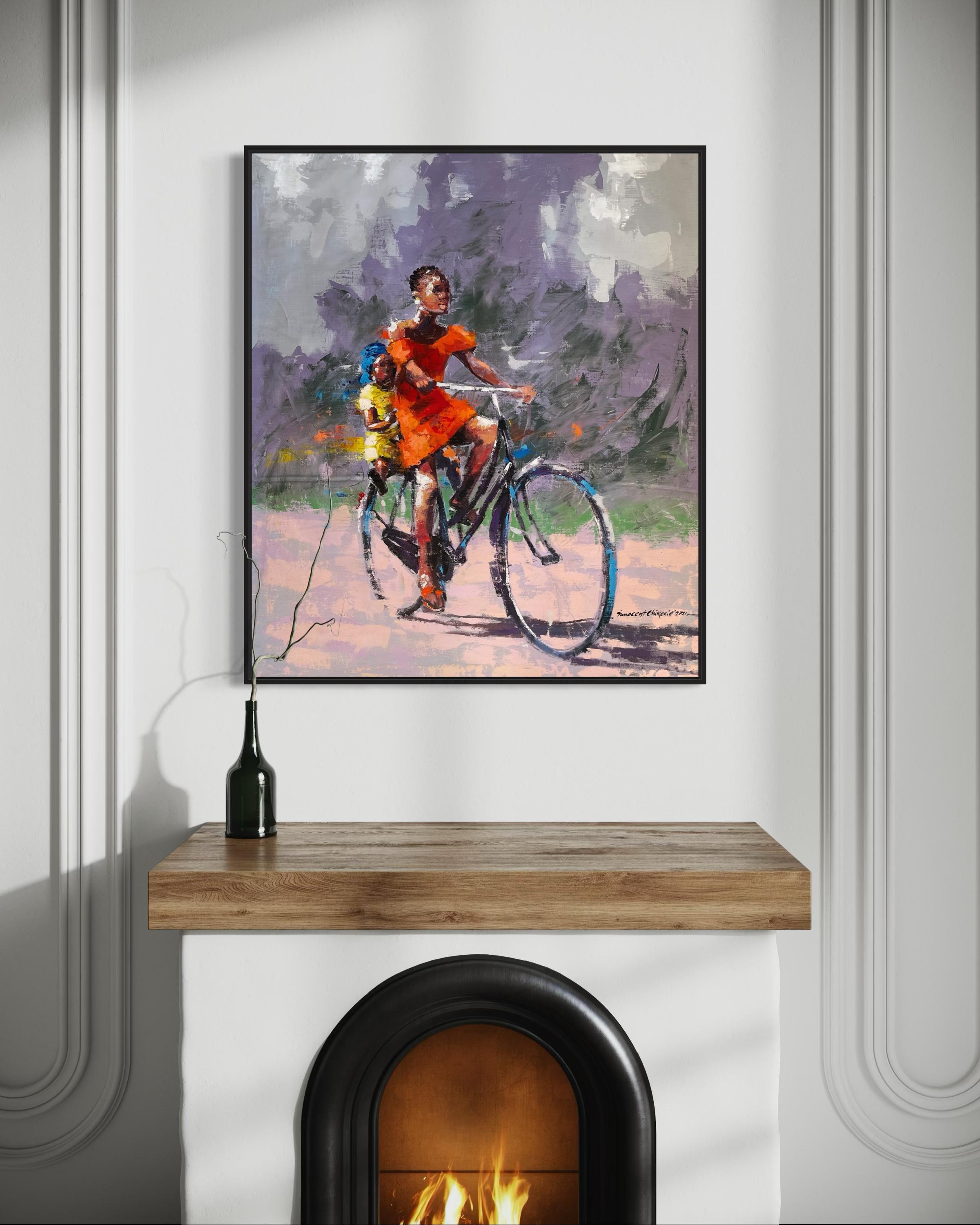 „Big Sister“ von Innocent Chikezie - Modernes lebhaftes afrikanisches figuratives Gemälde im Angebot 1