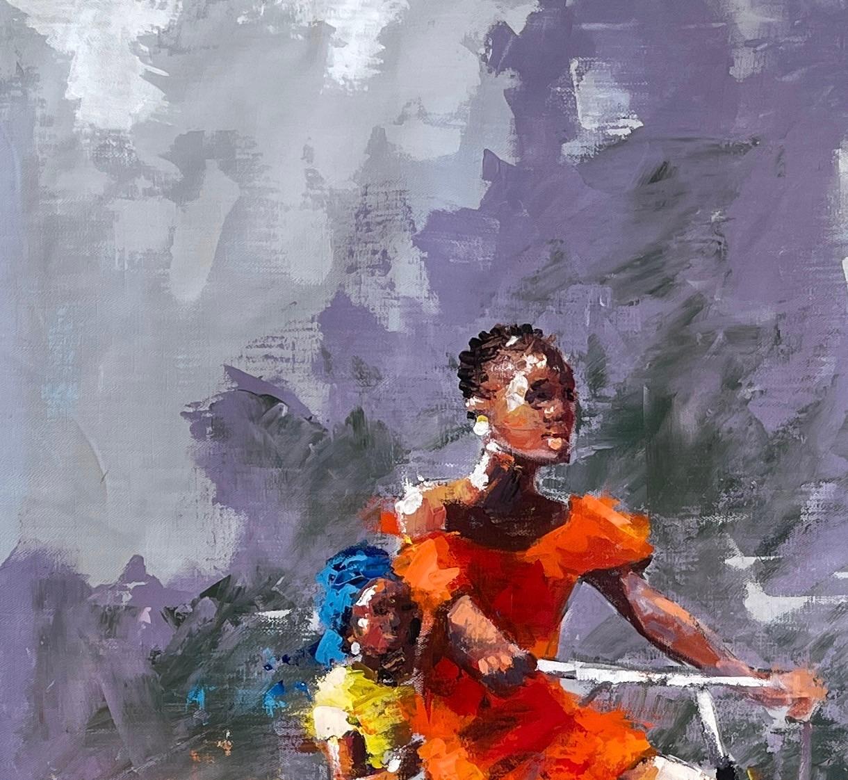 „Big Sister“ von Innocent Chikezie - Modernes lebhaftes afrikanisches figuratives Gemälde im Angebot 2