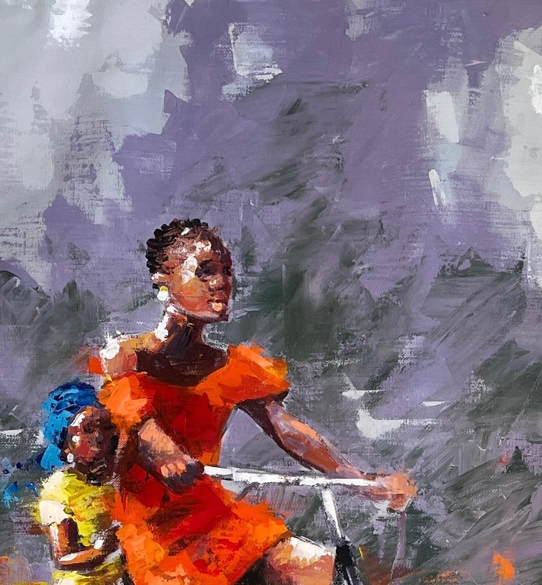 „Big Sister“ von Innocent Chikezie - Modernes lebhaftes afrikanisches figuratives Gemälde im Angebot 3