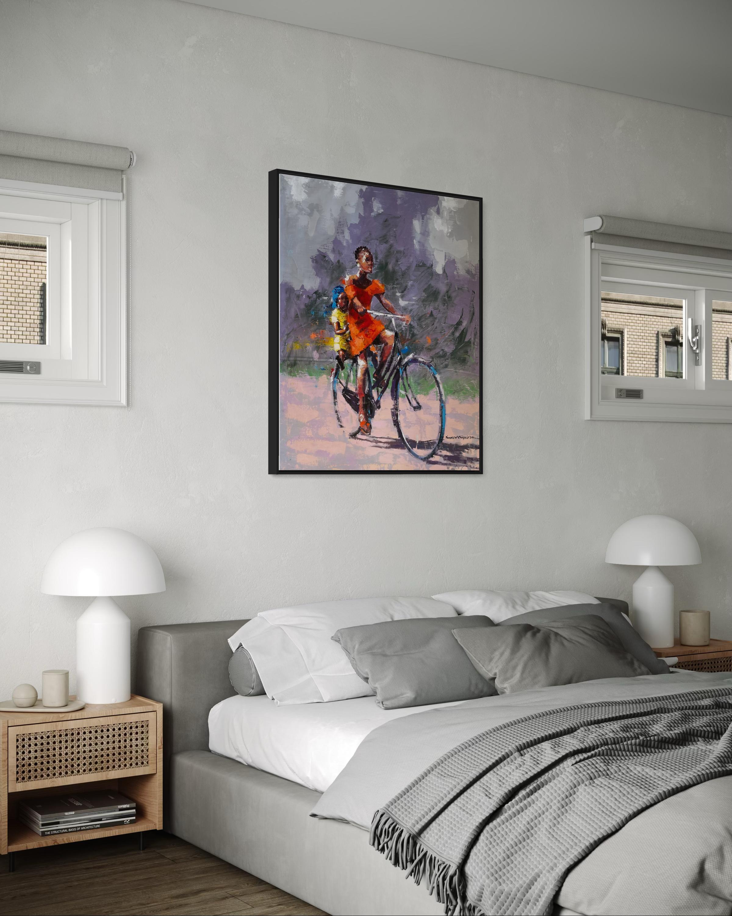 „Big Sister“ von Innocent Chikezie - Modernes lebhaftes afrikanisches figuratives Gemälde im Angebot 4