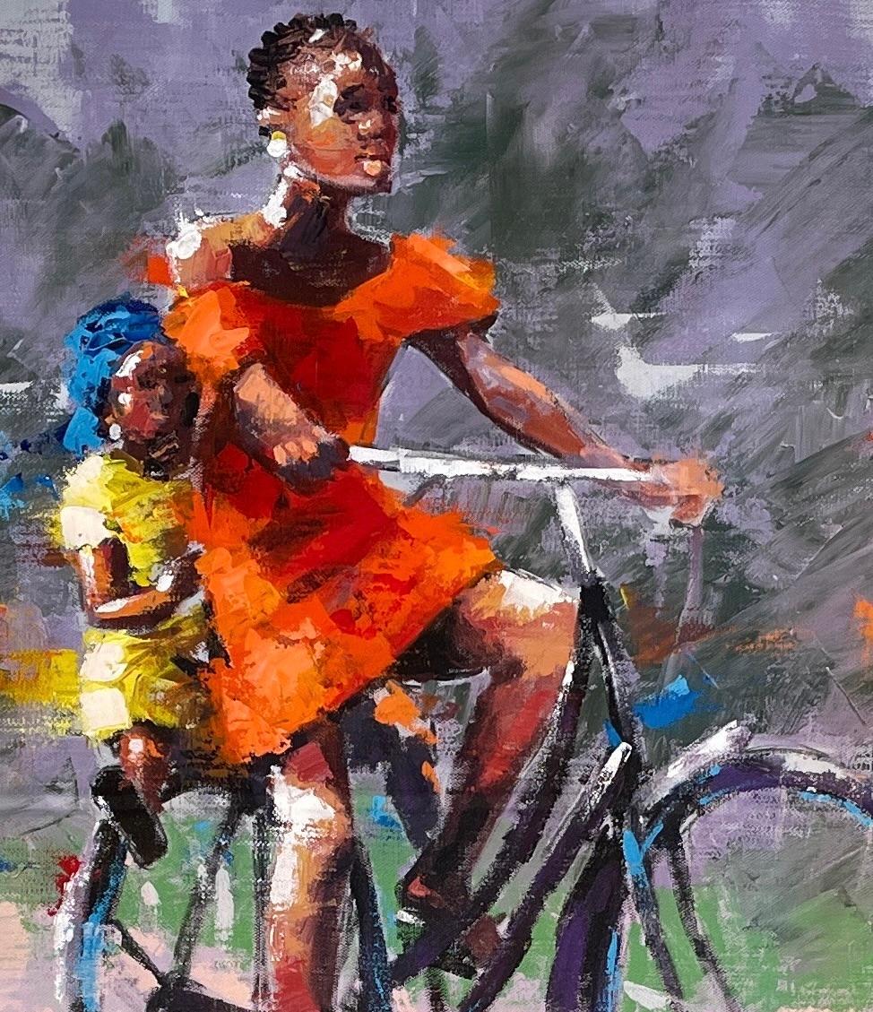 „Big Sister“ von Innocent Chikezie - Modernes lebhaftes afrikanisches figuratives Gemälde im Angebot 7