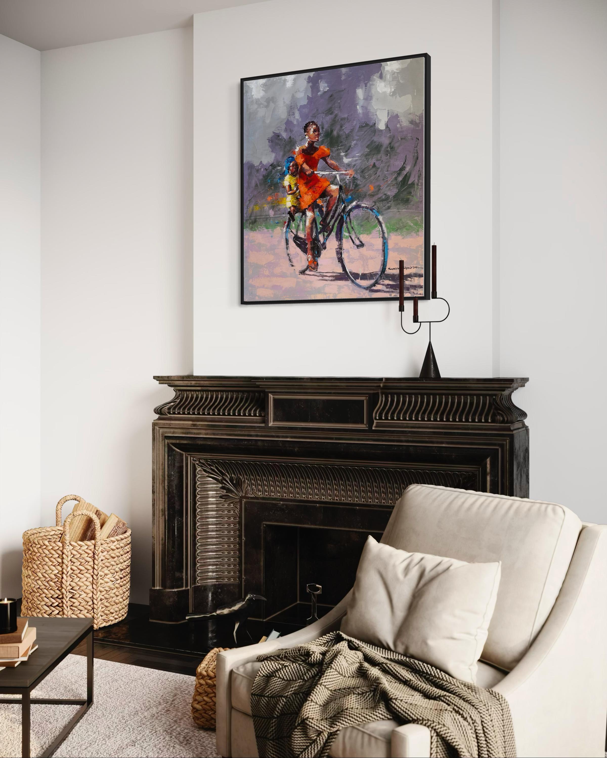 „Big Sister“ von Innocent Chikezie - Modernes lebhaftes afrikanisches figuratives Gemälde im Angebot 8