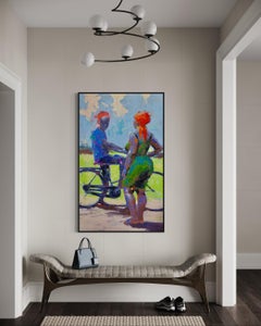 "Heart to Heart" - Vibrant Contemporary Textured African Figurative Artwork