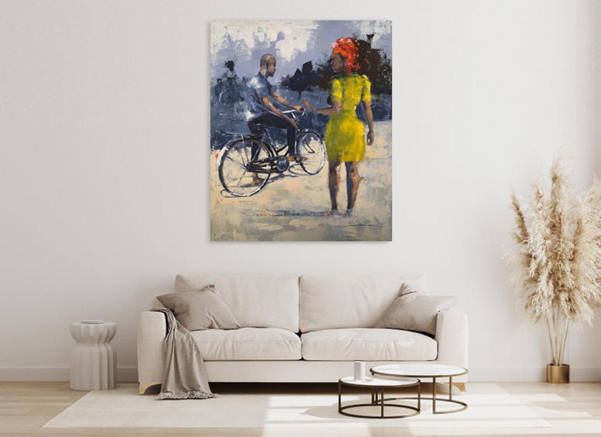 ‘Persuaded’ Mixed Media Figurative Colorful Contemporary by Innocent Chikezie For Sale 3