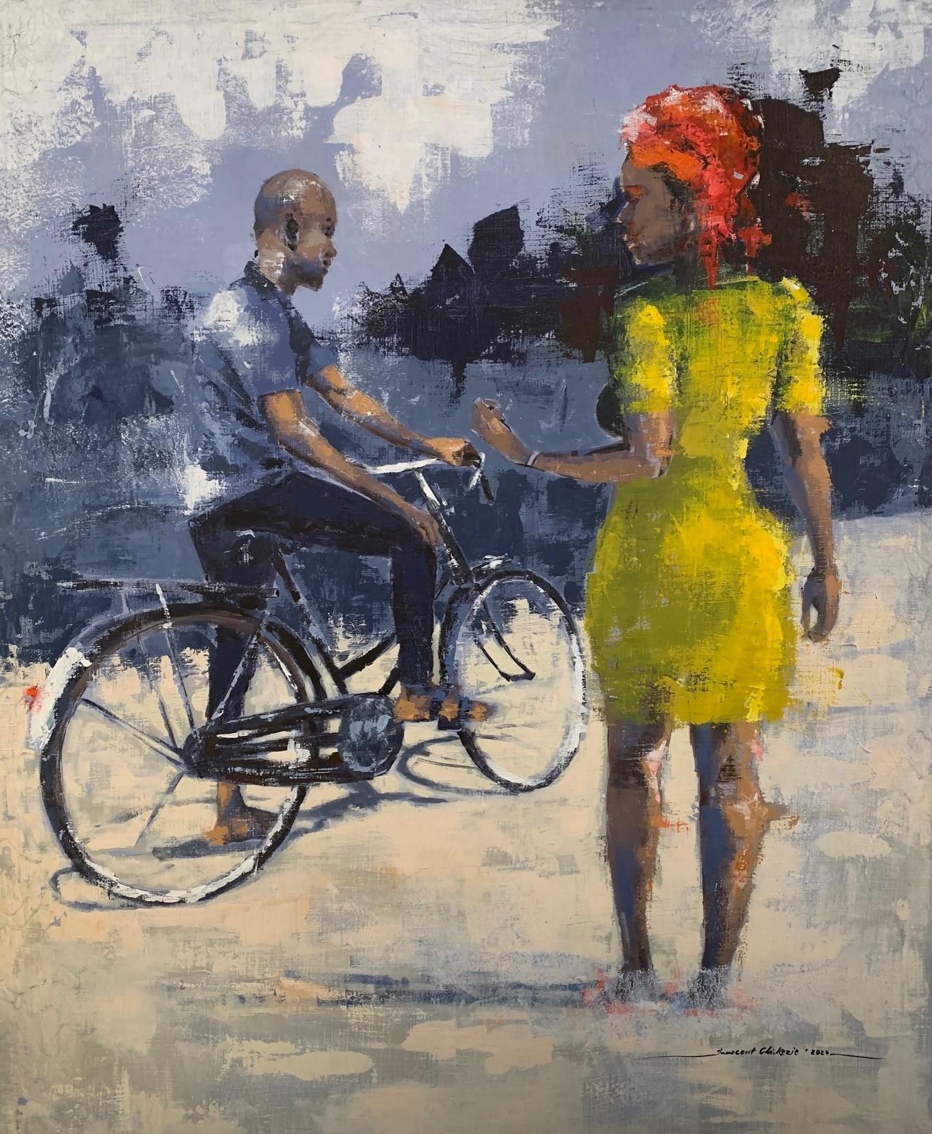 ‘Persuaded’ Mixed Media Figurative Colorful Contemporary by Innocent Chikezie
