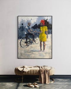 "Persuaded" - Vibrant African American Figurative Scene Textured Acrylic Artwork