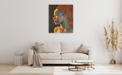 ‘Rita’ Large Portrait Of  A young Woman contemporary Original Painting Colorful