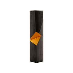 Modern Modern Sculptural Large-Scale Totem Black Matte & Yellow Oak Decorative Objects