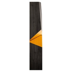 Modern Modern Sculptural Large-Scale Totem Black Matte & Yellow Oak Decorative Objects