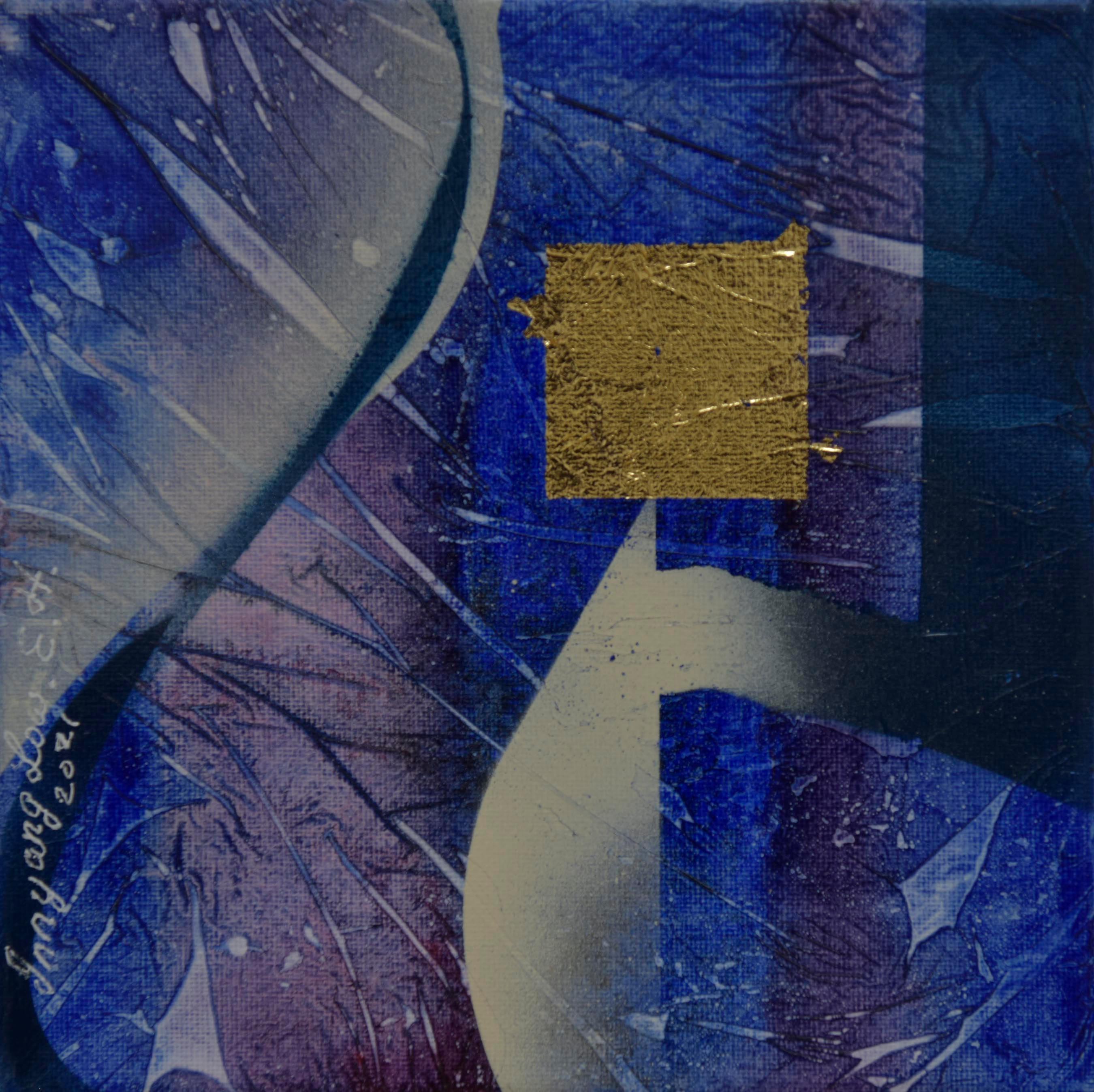 Blau Gold – Painting von Innyang Low (E.H.)