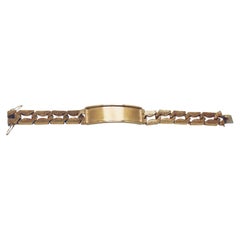 INOCGEM Men's ID Bracelet, Bark Finish Links, 14 Karat Yellow Gold, 96.5 Grams