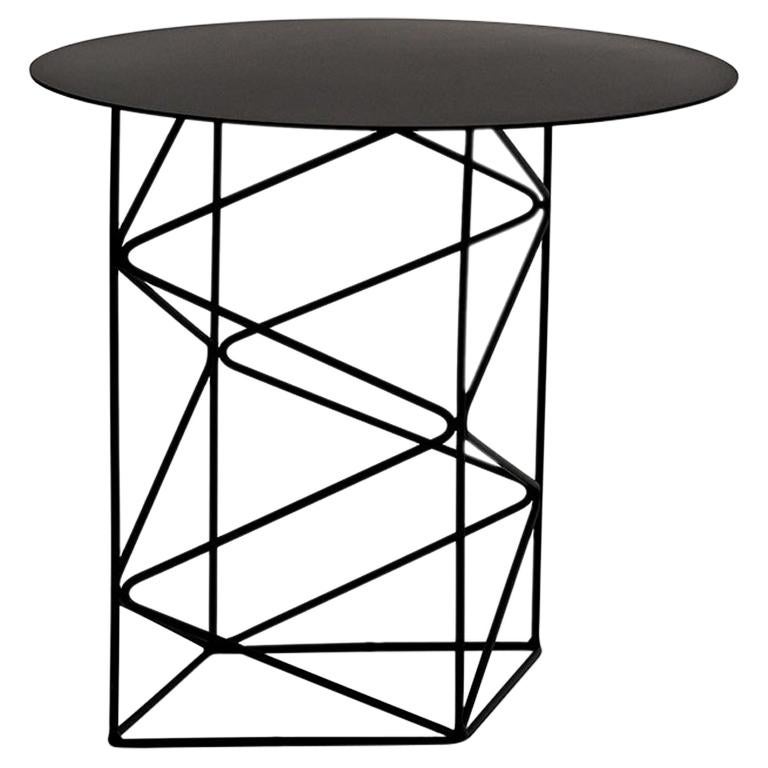 Inos Side Table, Geometric, Modern, Welded Steel / Powder-Coat Black For Sale