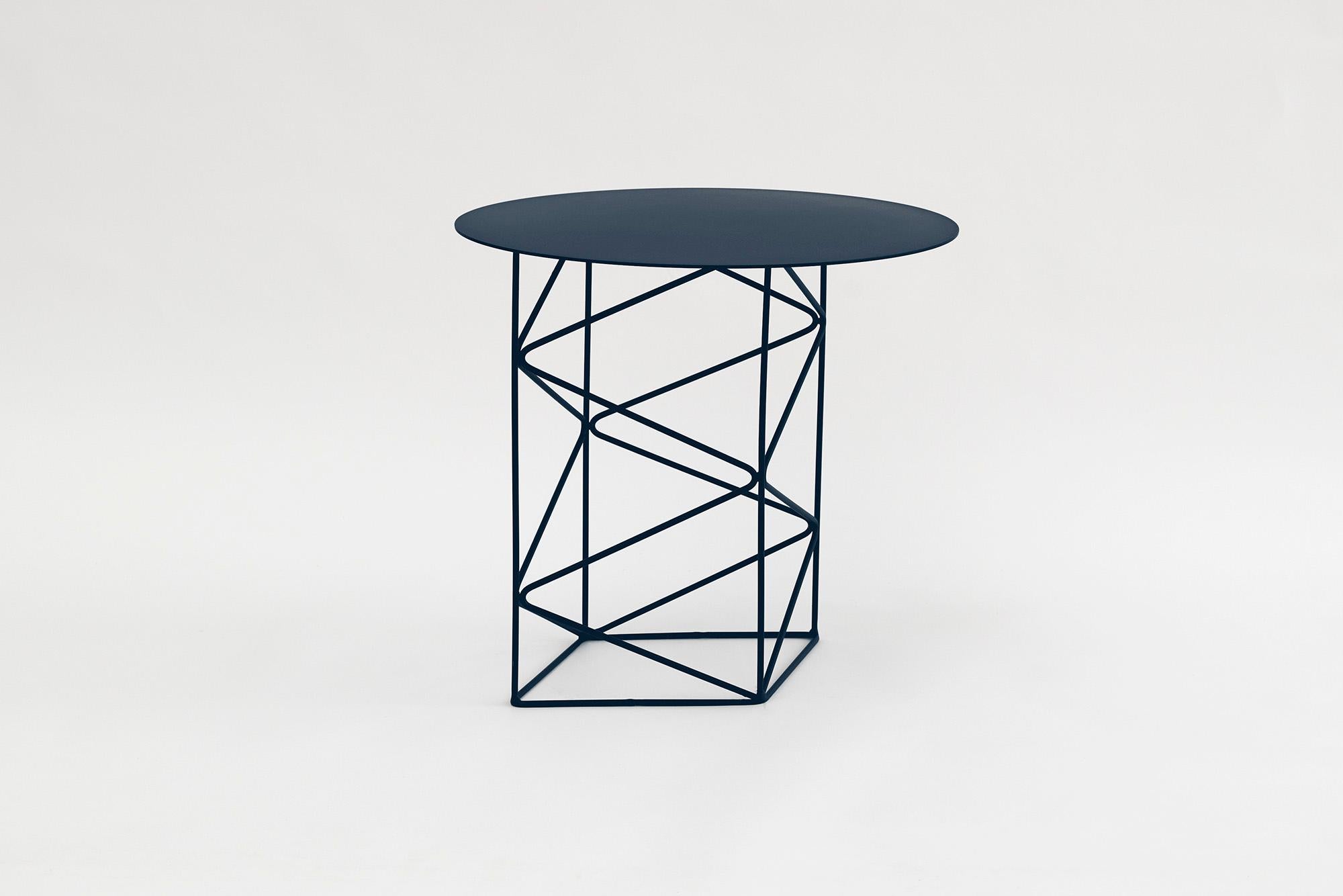 Inos Side Table, Geometric, Modern, Welded Steel / Powder-Coat Pale White For Sale 5