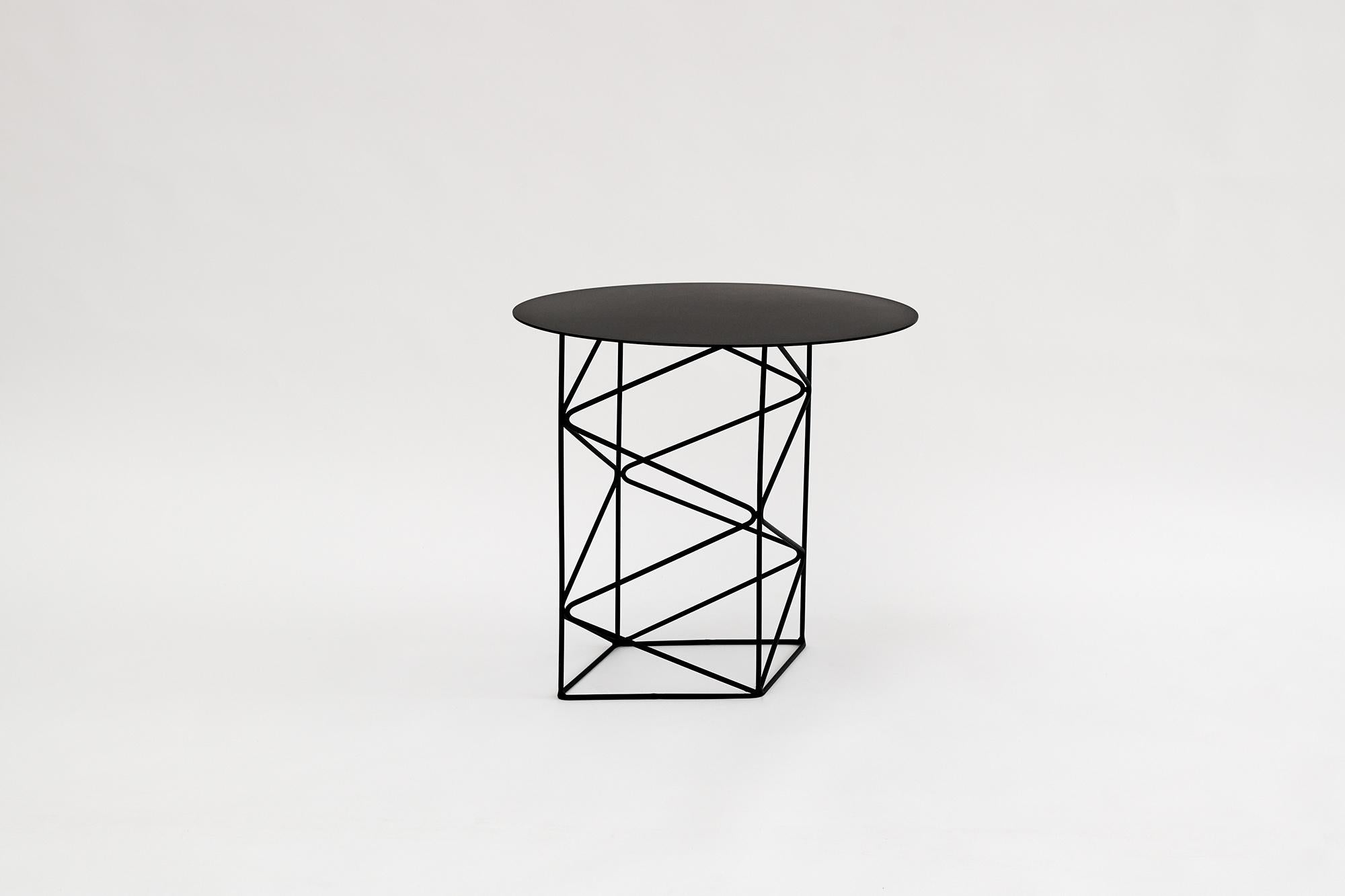 Inos Side Table, Geometric, Modern, Welded Steel / Powder-Coat Pale White In New Condition For Sale In Broadmeadows, Victoria