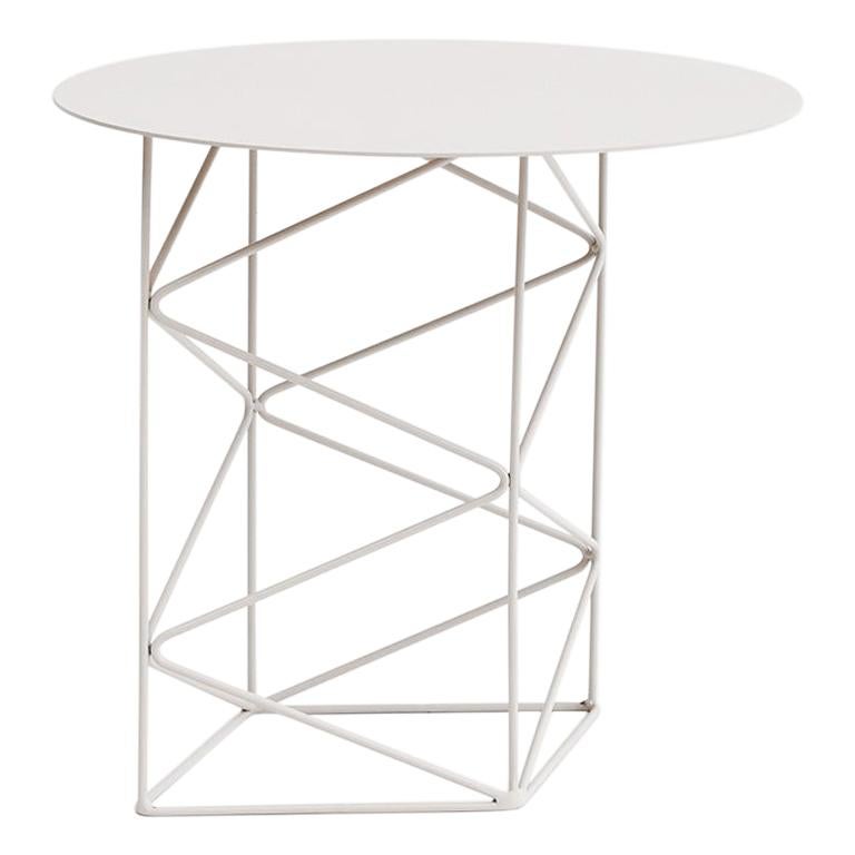 Inos Side Table, Geometric, Modern, Welded Steel / Powder-Coat Pale White For Sale