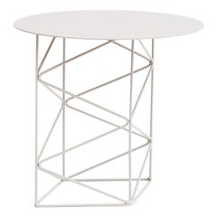 Inos Side Table, Geometric, Modern, Welded Steel / Powder-Coat Pale White