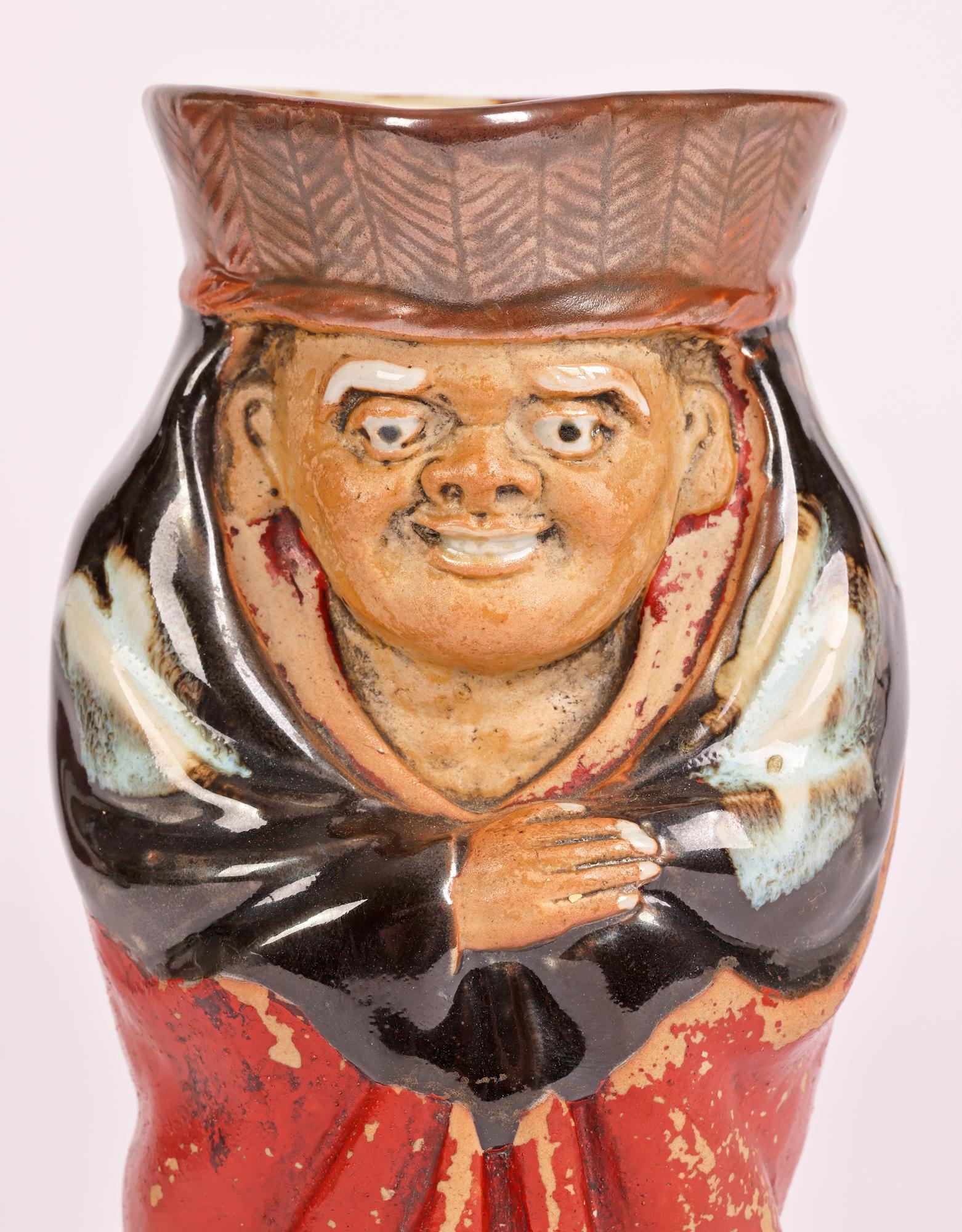 A scarce and unusual Japanese Meiji period Sumida Gawa pottery character jug by renowned potter Inoue Ryosai I (Japanese, 1828 – 1899) dating from the 19th century. 

Inoue Ryosai became independent in 1866 setting up a kiln in Imado, Asakusa and
