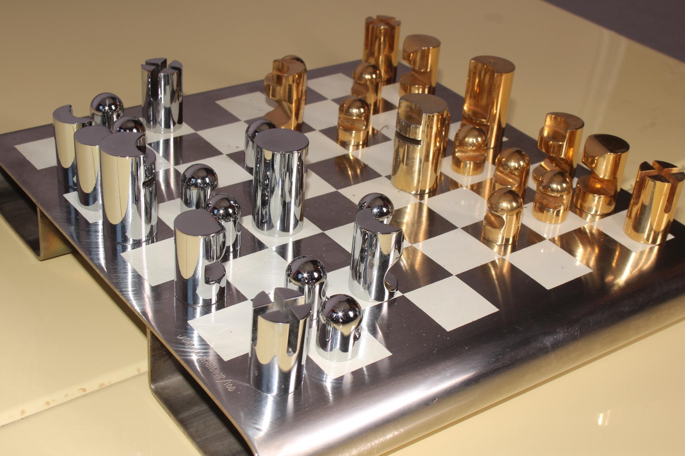 Late 20th Century Inox and Metal Chess Board