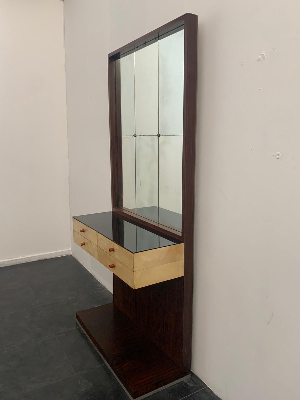 Art déco Comparant d'entrées avec miroir et tiroirs de Guglielmo Ulrich en vente