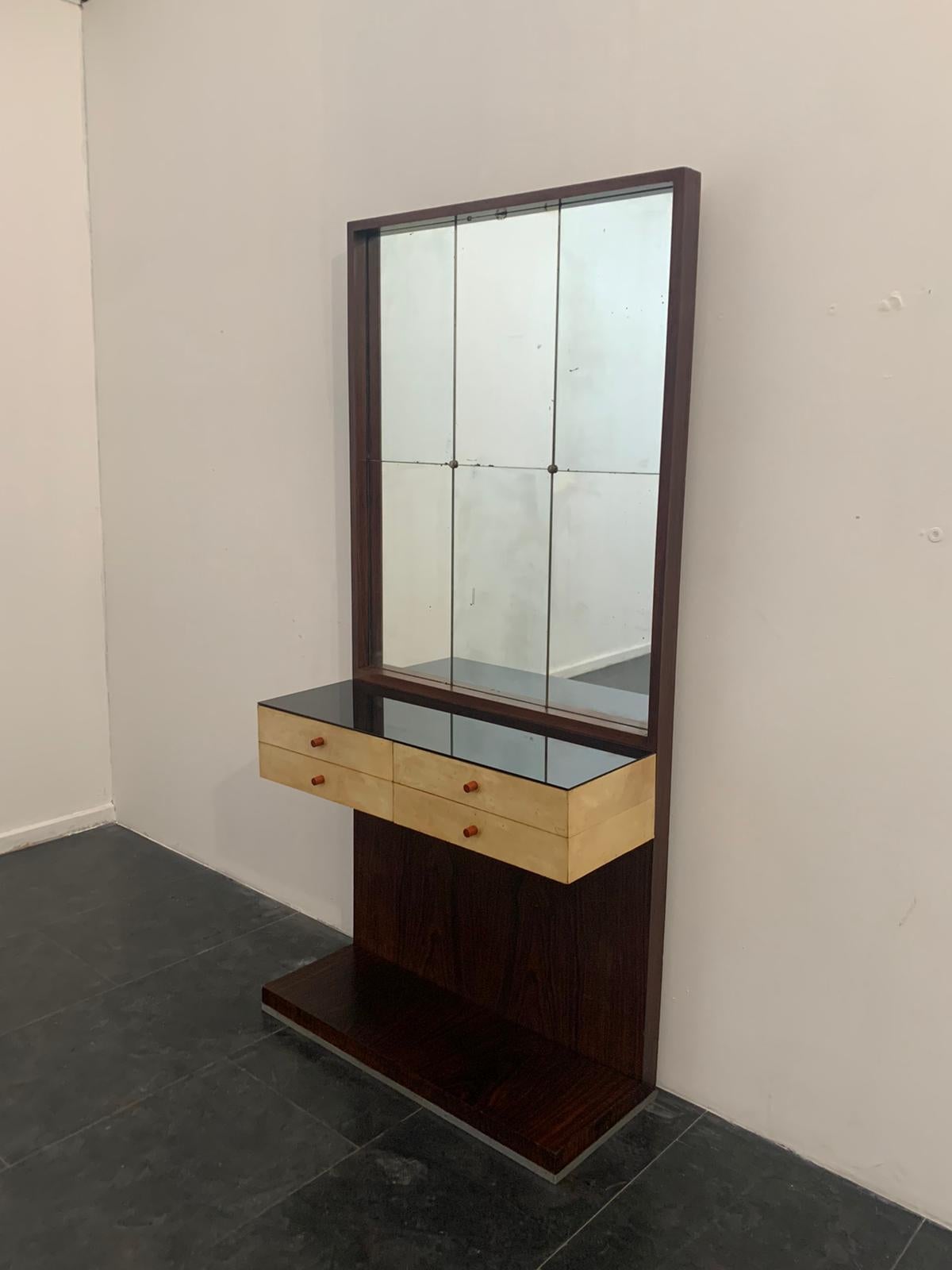 Italian Input Compartment with Mirror and Drawers by Guglielmo Ulrich For Sale