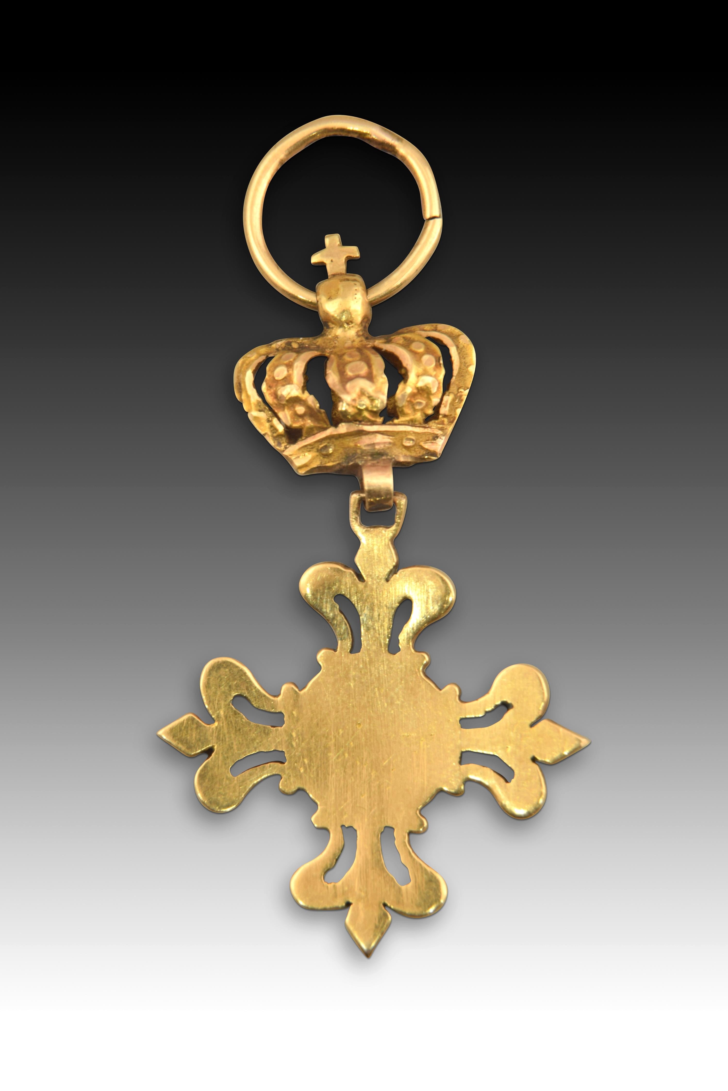 Neoclassical Revival Inquisition Cross, Gold, Enamel, Spain, 19th Century