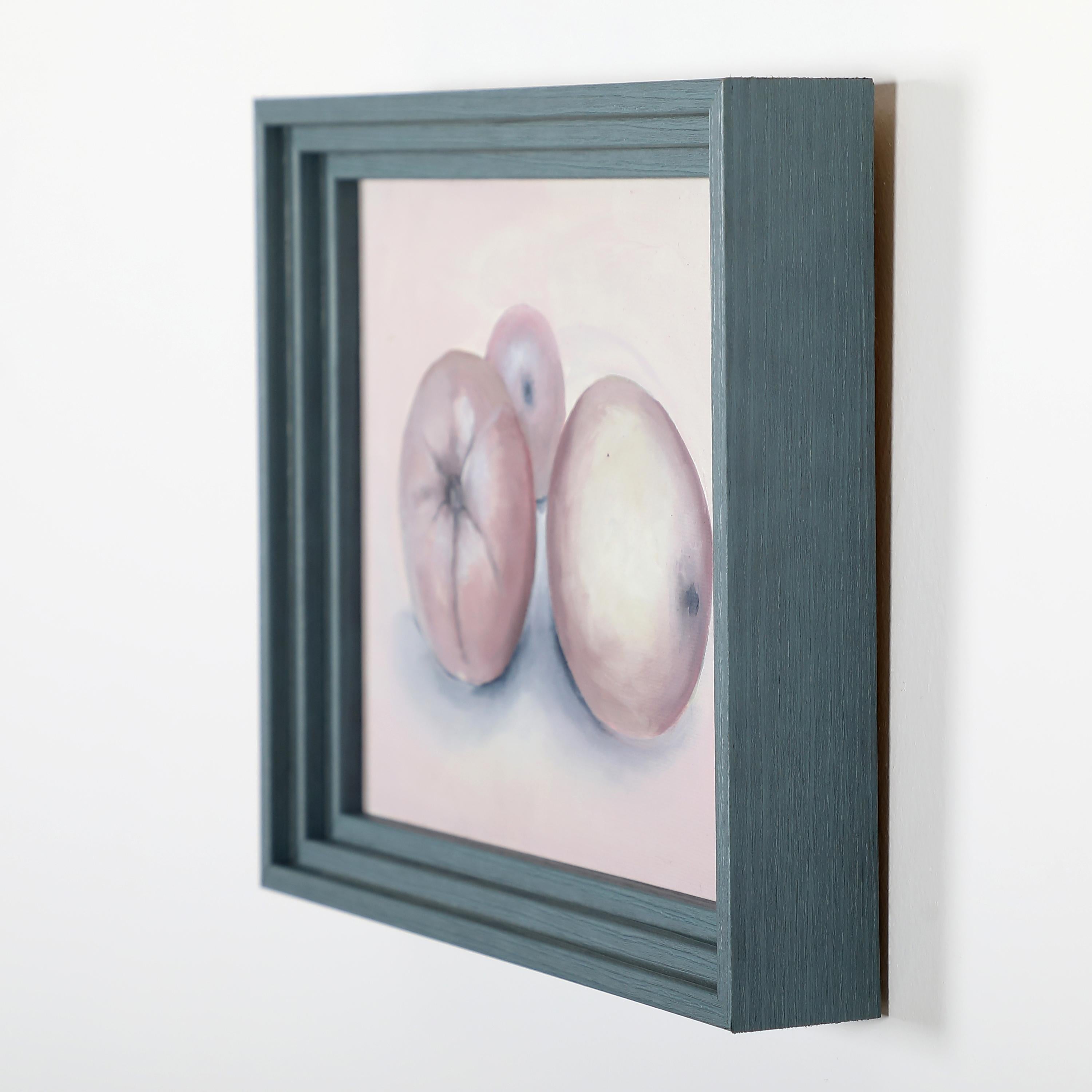 Bodegón figurativo contemporáneo enmarcado Pintura al óleo sobre lienzo. 