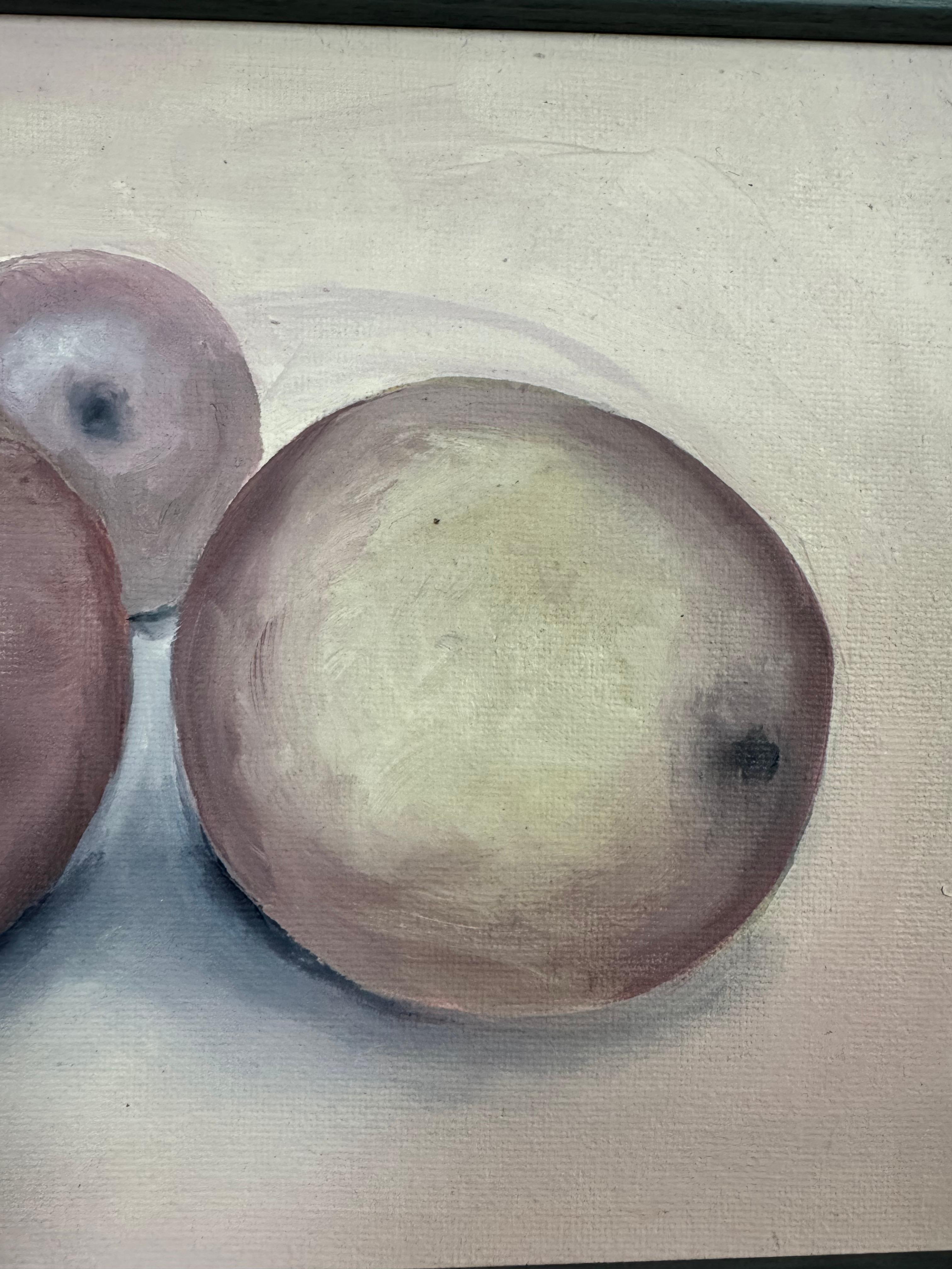 Bodegón figurativo contemporáneo enmarcado Pintura al óleo sobre lienzo. 