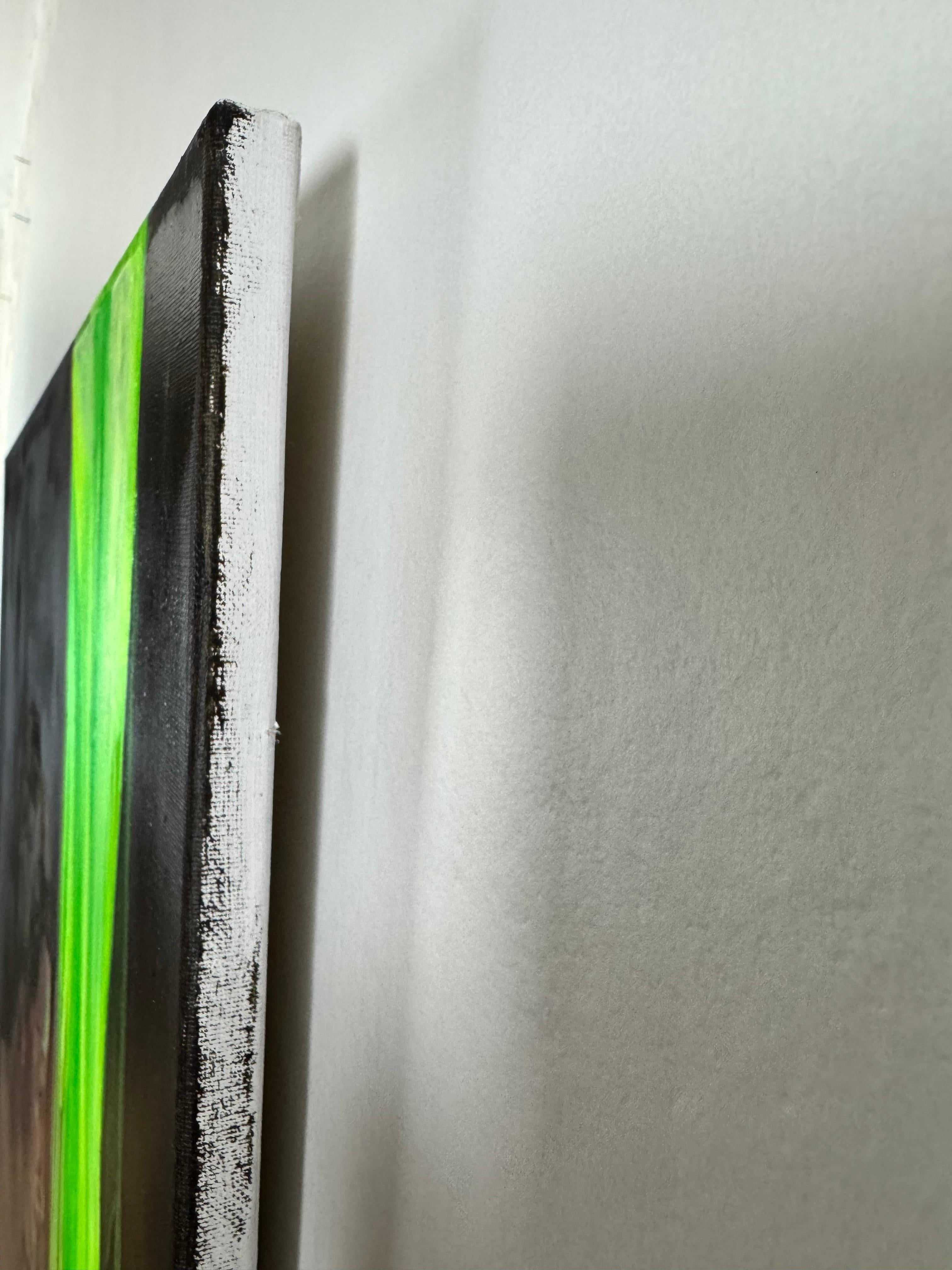 Contemporary Figurative Nude Female in Bathtub Fluorescent Green Dripping Liquid im Angebot 4