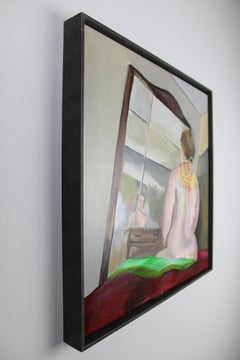 Contemporary Figurative Nude Painting with Mirror Reflection and Symbolic knot