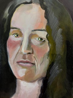 Pittura figurativa contemporanea Ritratto femminile nudo con gocciolamento rosa e rosso